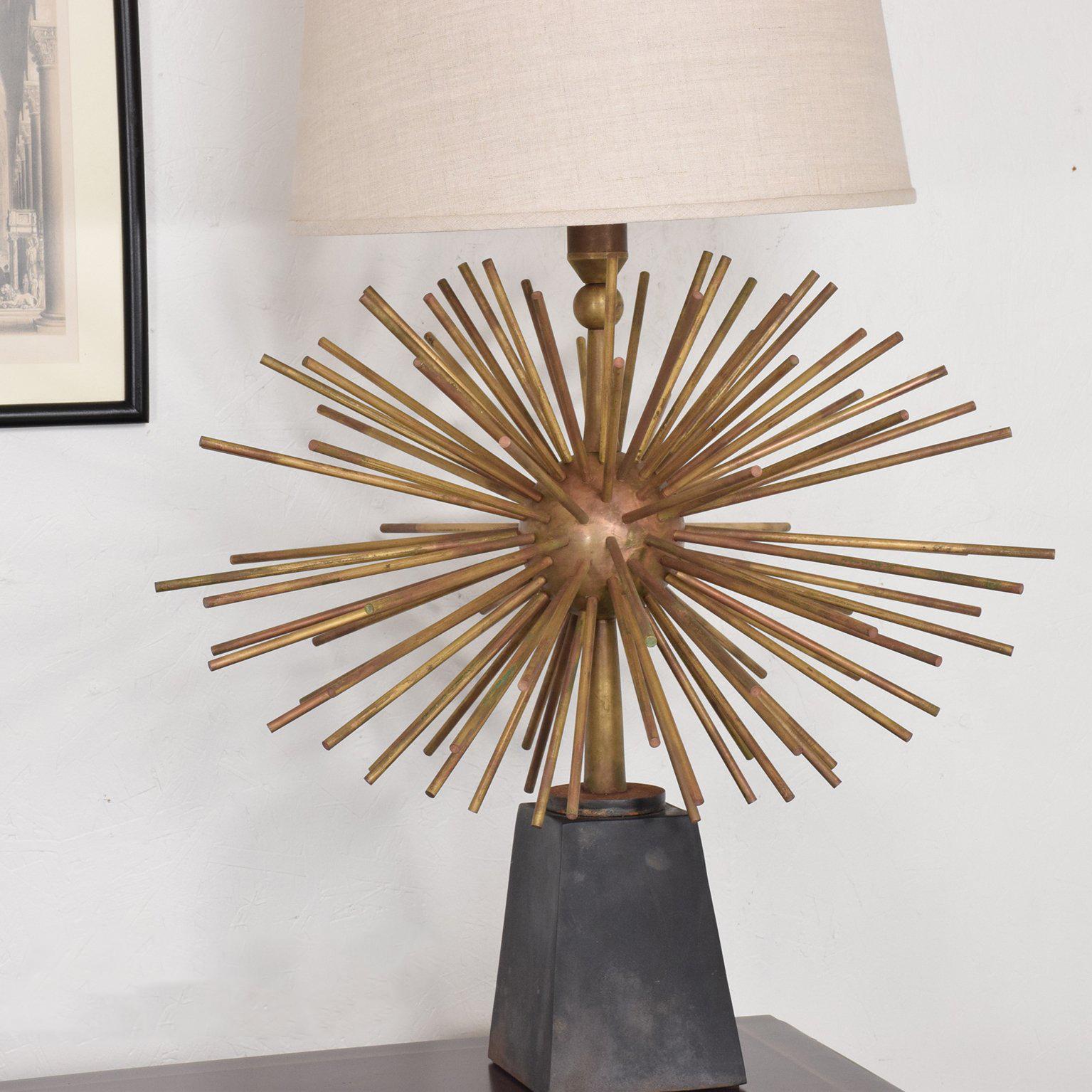 Mid-20th Century Mexican Modernist Bronze Starburst Table Lamps Attributed to Arturo Pani Sputnik