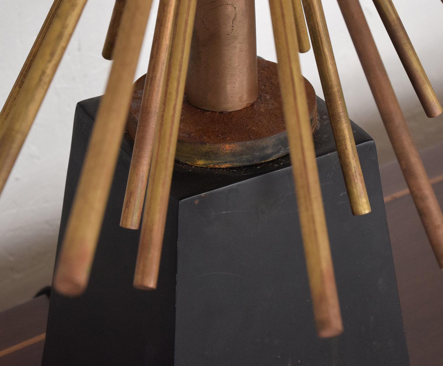 Metal Mexican Modernist Bronze Starburst Table Lamps Attributed to Arturo Pani Sputnik