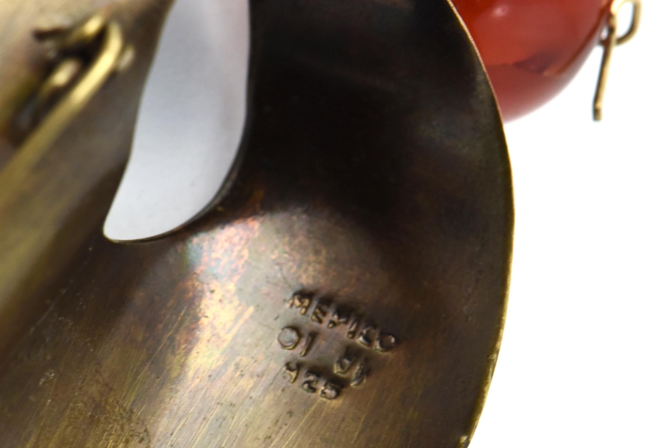 Spilla modernista messicana in argento e corniola In condizioni buone in vendita a Miami Beach, FL