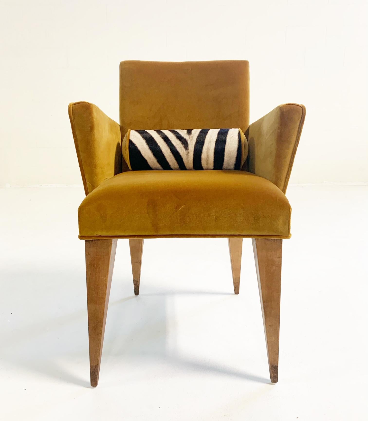 Mexican Modernist Chairs in Loro Piana Velvet and Zebra Hide, Pair 5