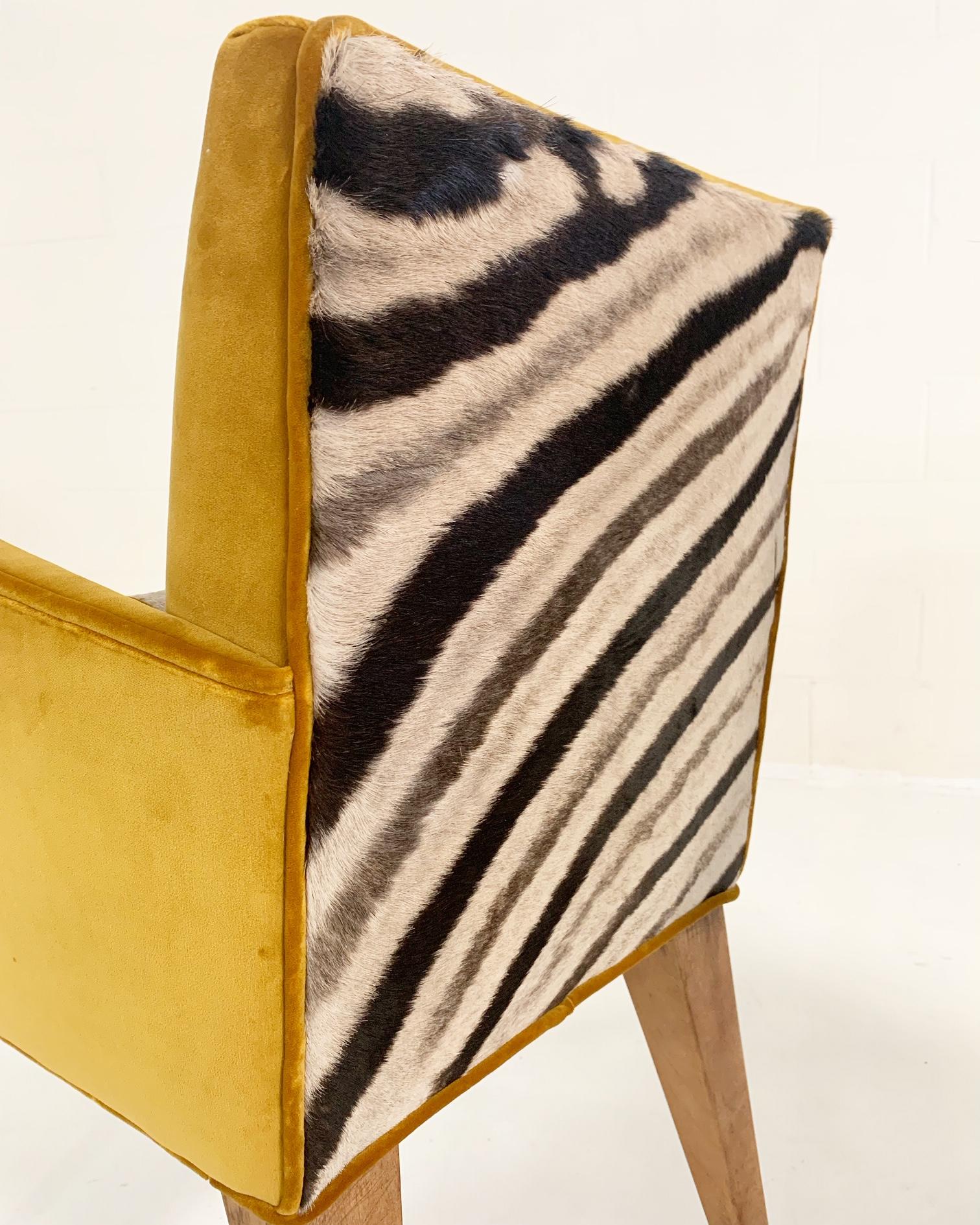 Mexican Modernist Chairs in Loro Piana Velvet and Zebra Hide, Pair 9