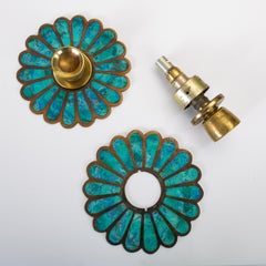 Pair of Mexican Modernist Cloisonné Door Knob Plates by Pepe Mendoza