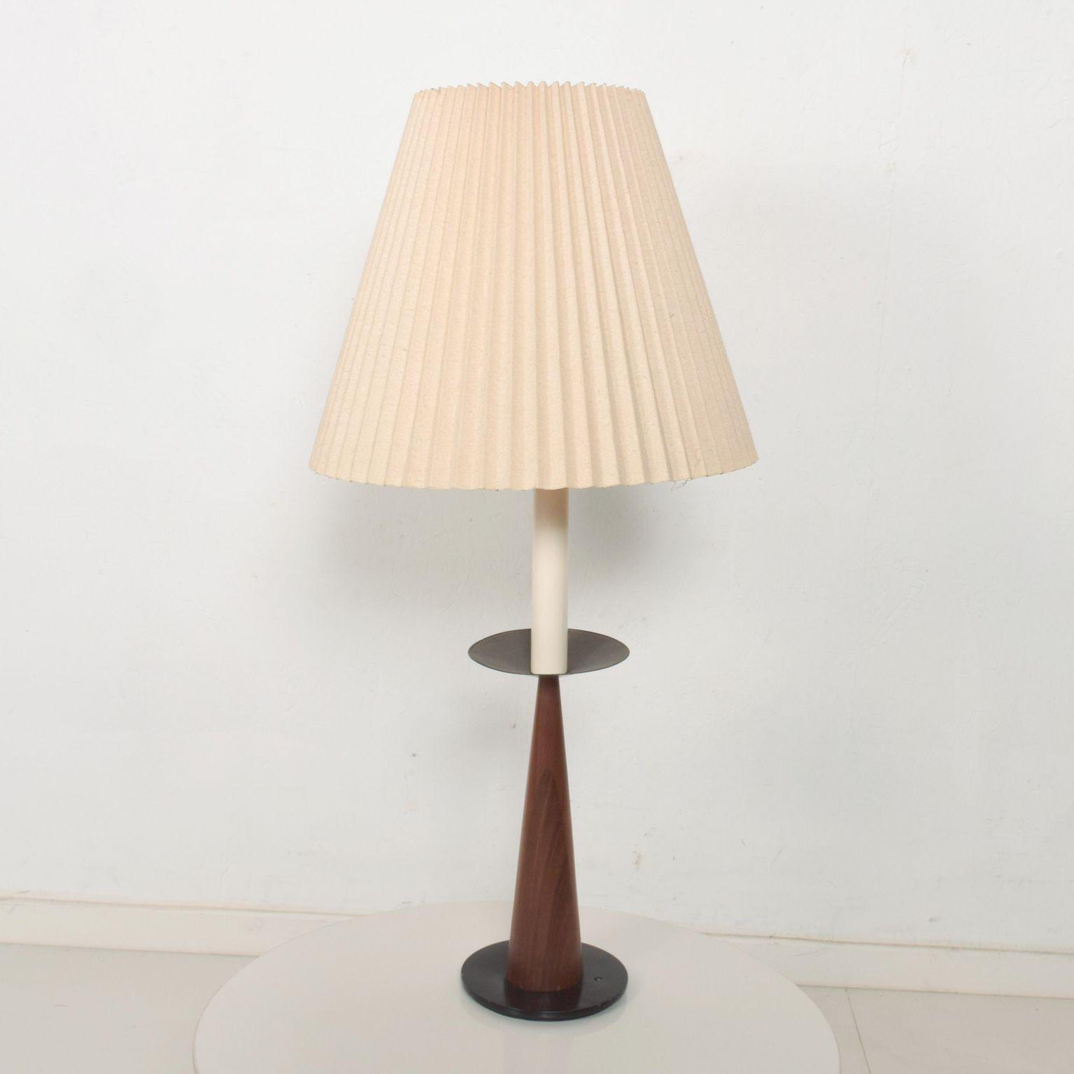 Mexican Sleek Modernism Custom Cone Shaped TABLE Lamp Mahogany and Bronze 1960s Mexico