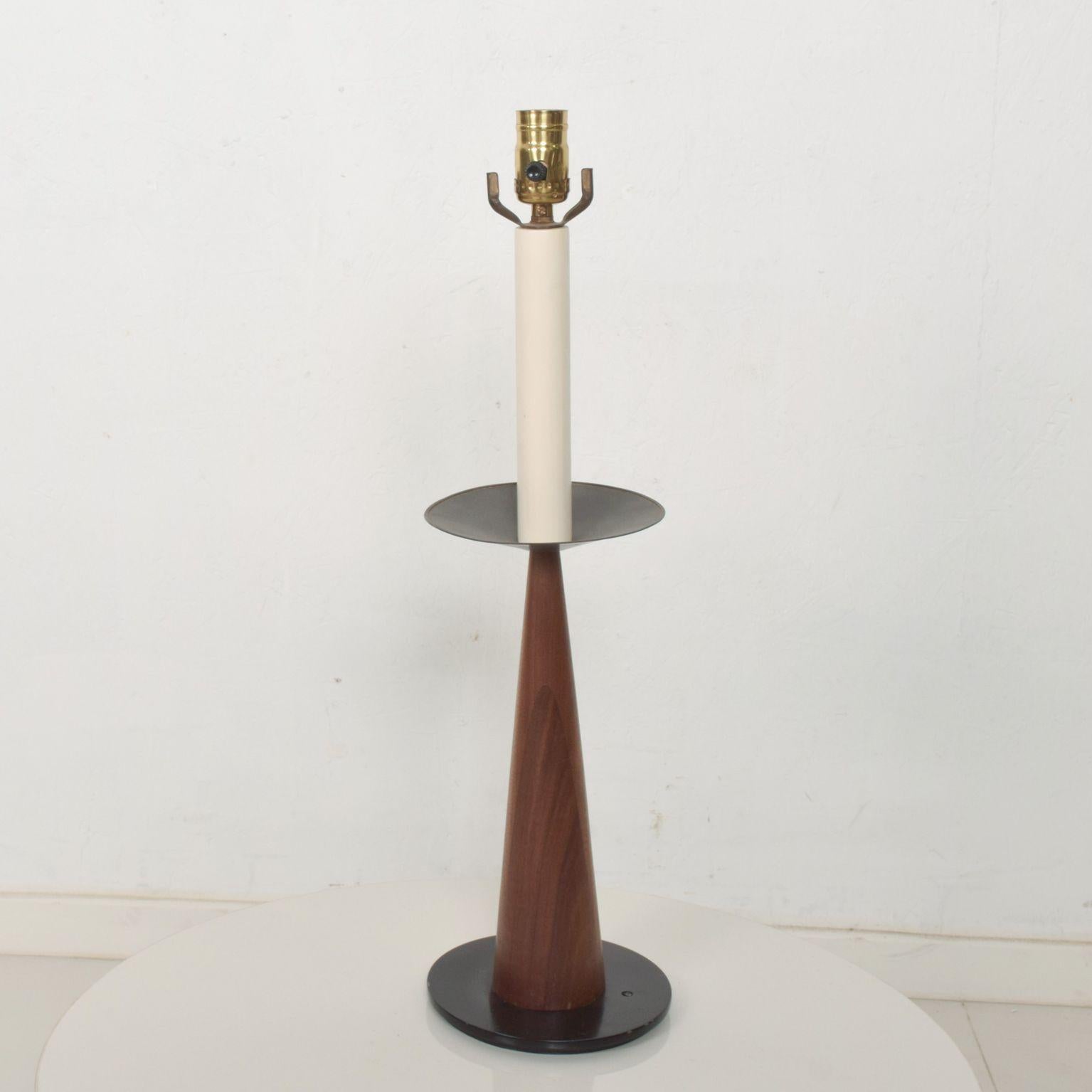 Sleek Modernism Custom Cone Shaped TABLE Lamp Mahogany and Bronze 1960s Mexico 1