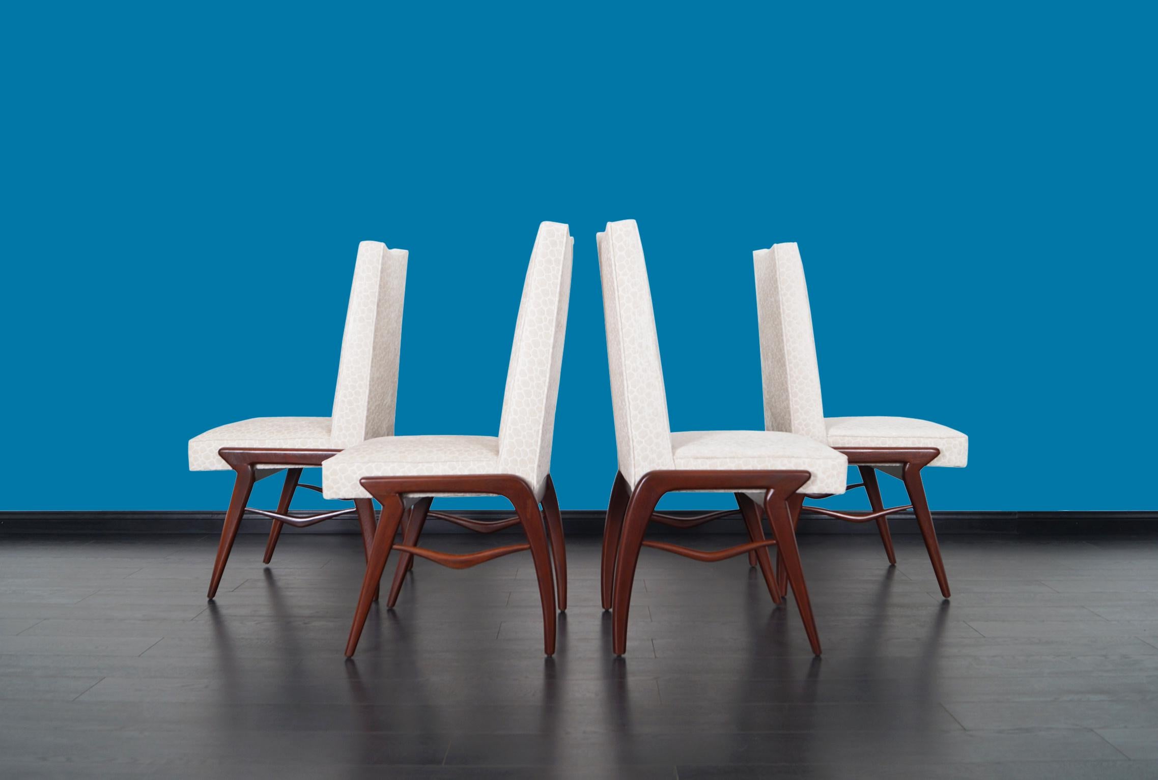 Mid-Century Modern Mexican Modernist Walnut Dining Chairs by Eugenio Escudero