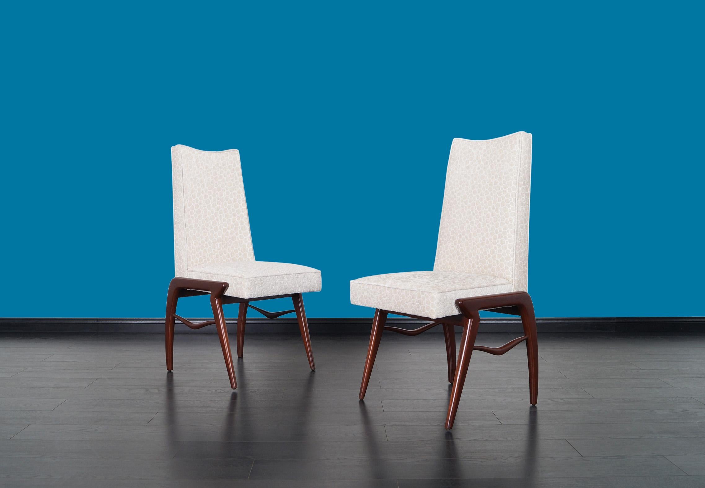 Mid-20th Century Mexican Modernist Walnut Dining Chairs by Eugenio Escudero