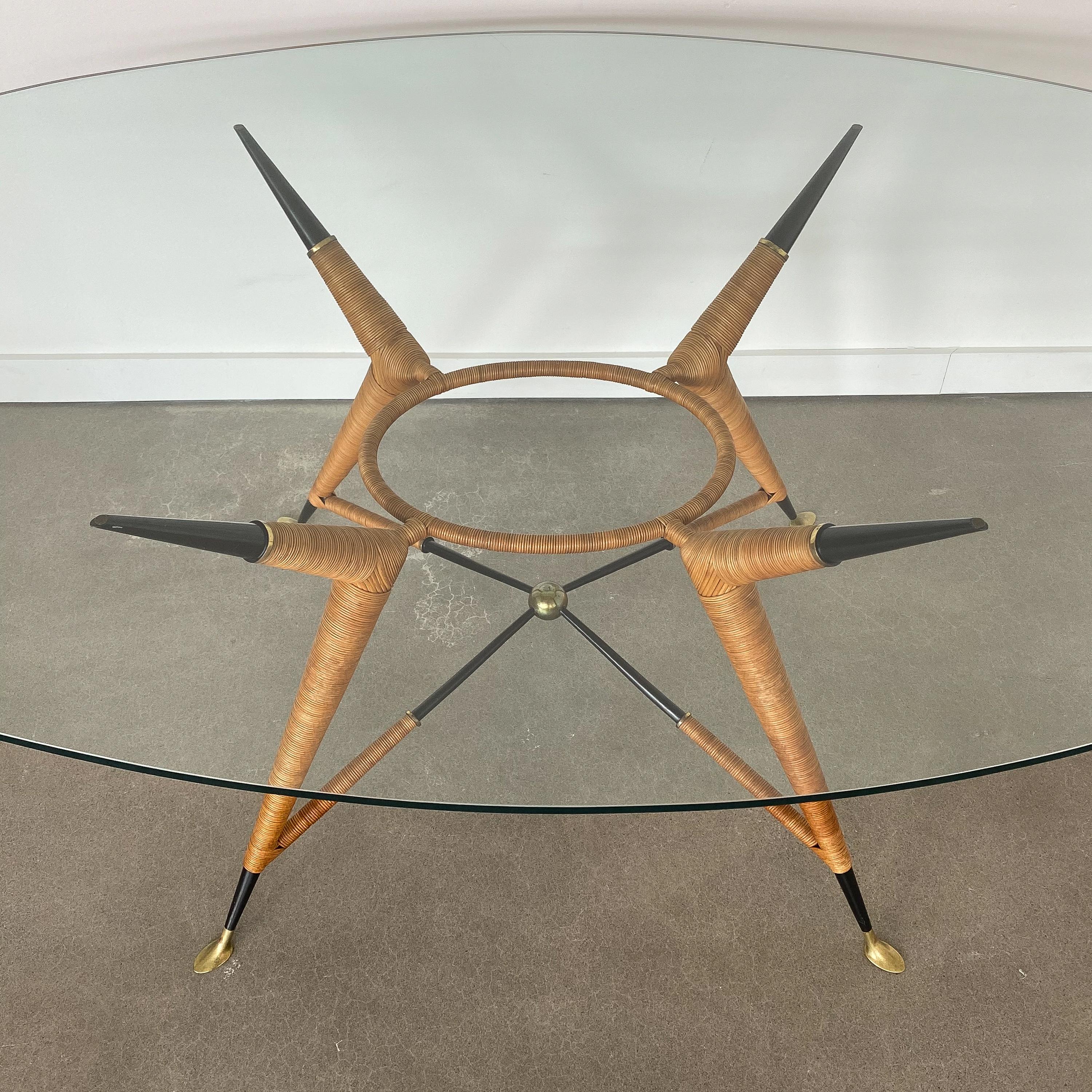 Mid-20th Century Mexican Modernist Dining Table with Oval Glass Top
