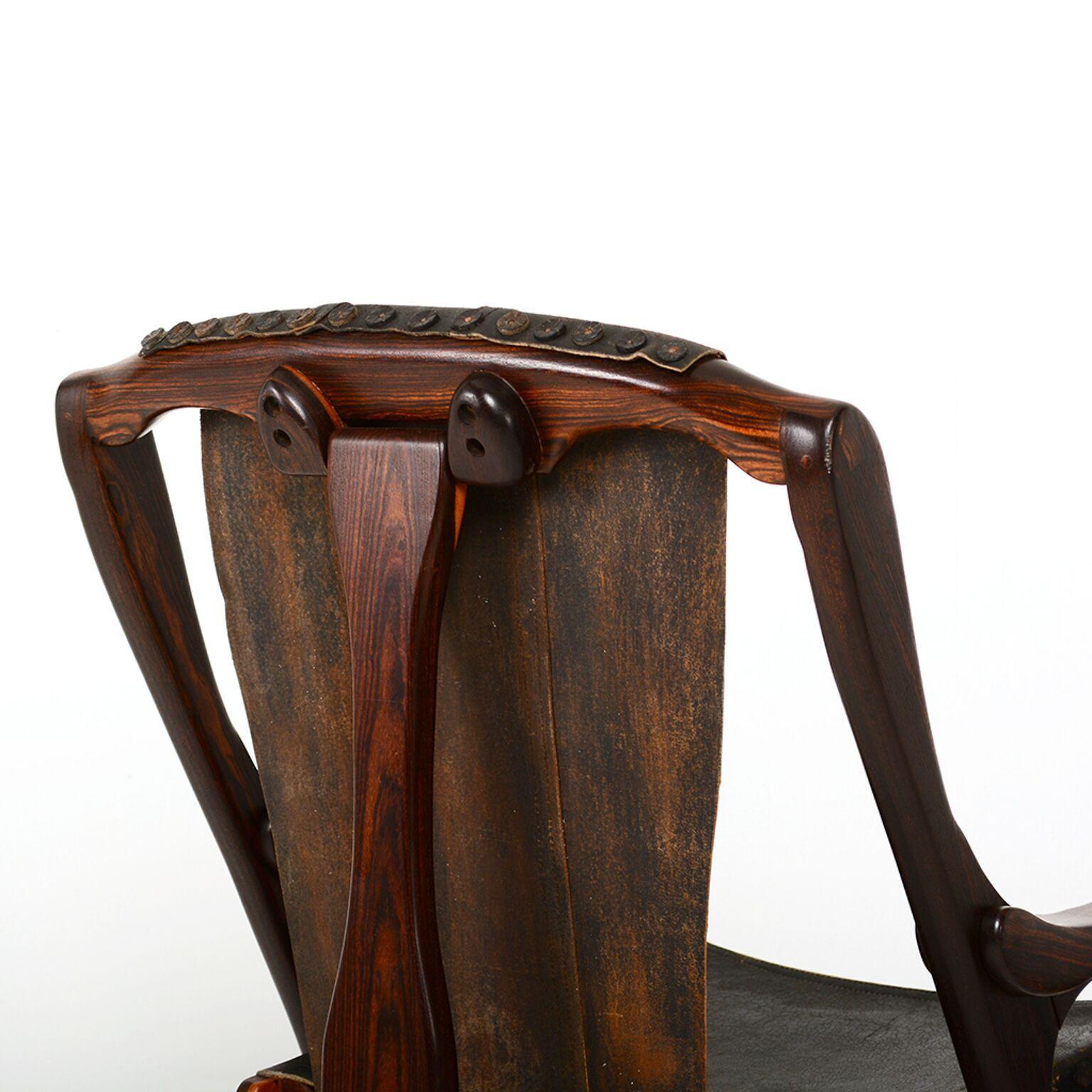 1950er Jahre mexikanische Modernist Don Shoemaker Schere Sling Folding Sessel & Ottoman im Zustand „Relativ gut“ in Chula Vista, CA
