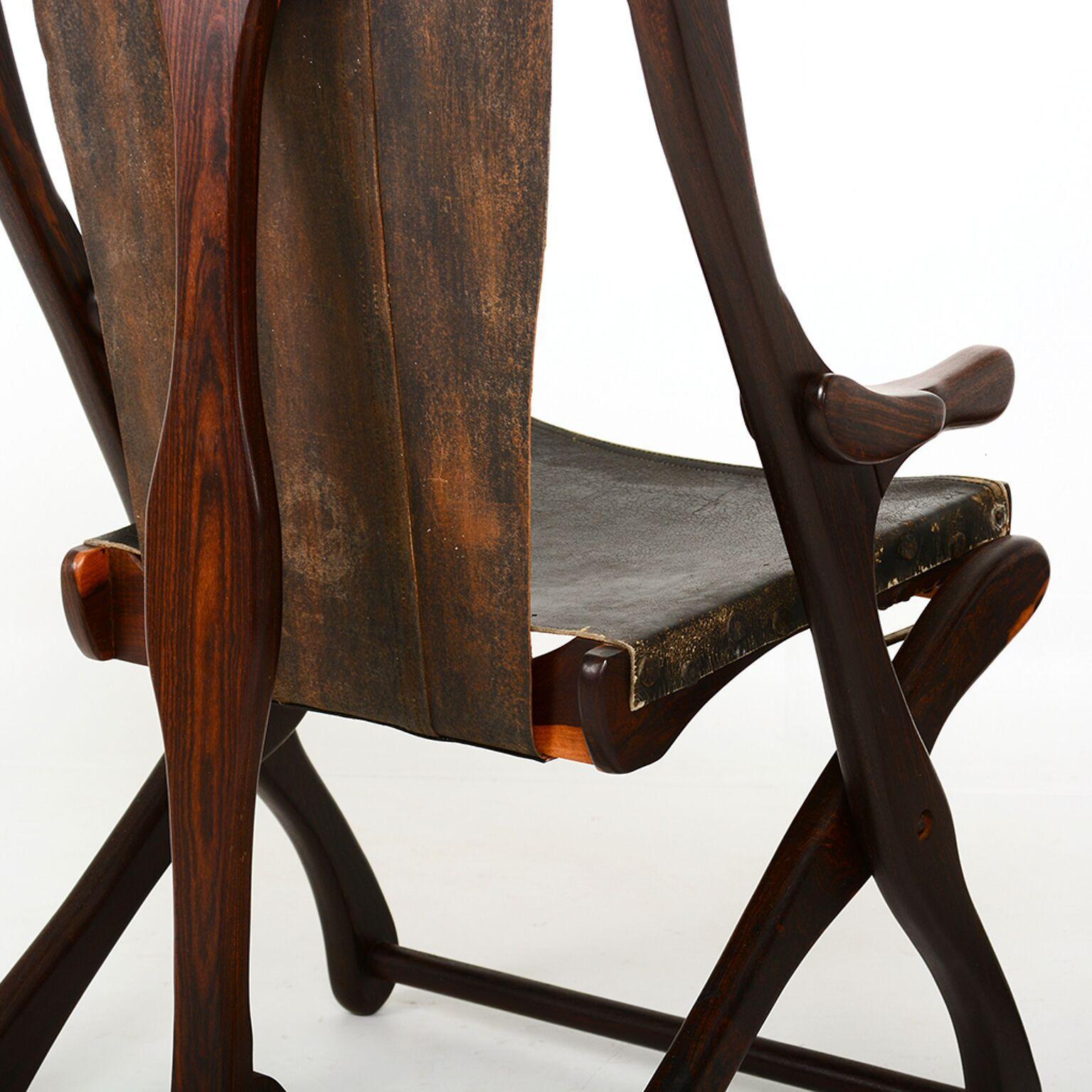 1950er Jahre mexikanische Modernist Don Shoemaker Schere Sling Folding Sessel & Ottoman (Mitte des 20. Jahrhunderts)