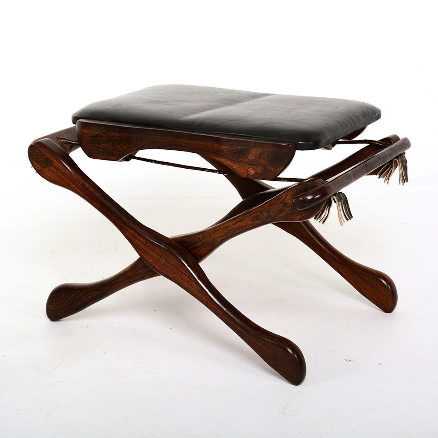 1950er Jahre mexikanische Modernist Don Shoemaker Schere Sling Folding Sessel & Ottoman 1
