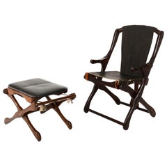 1950er Jahre mexikanische Modernist Don Shoemaker Schere Sling Folding Sessel & Ottoman
