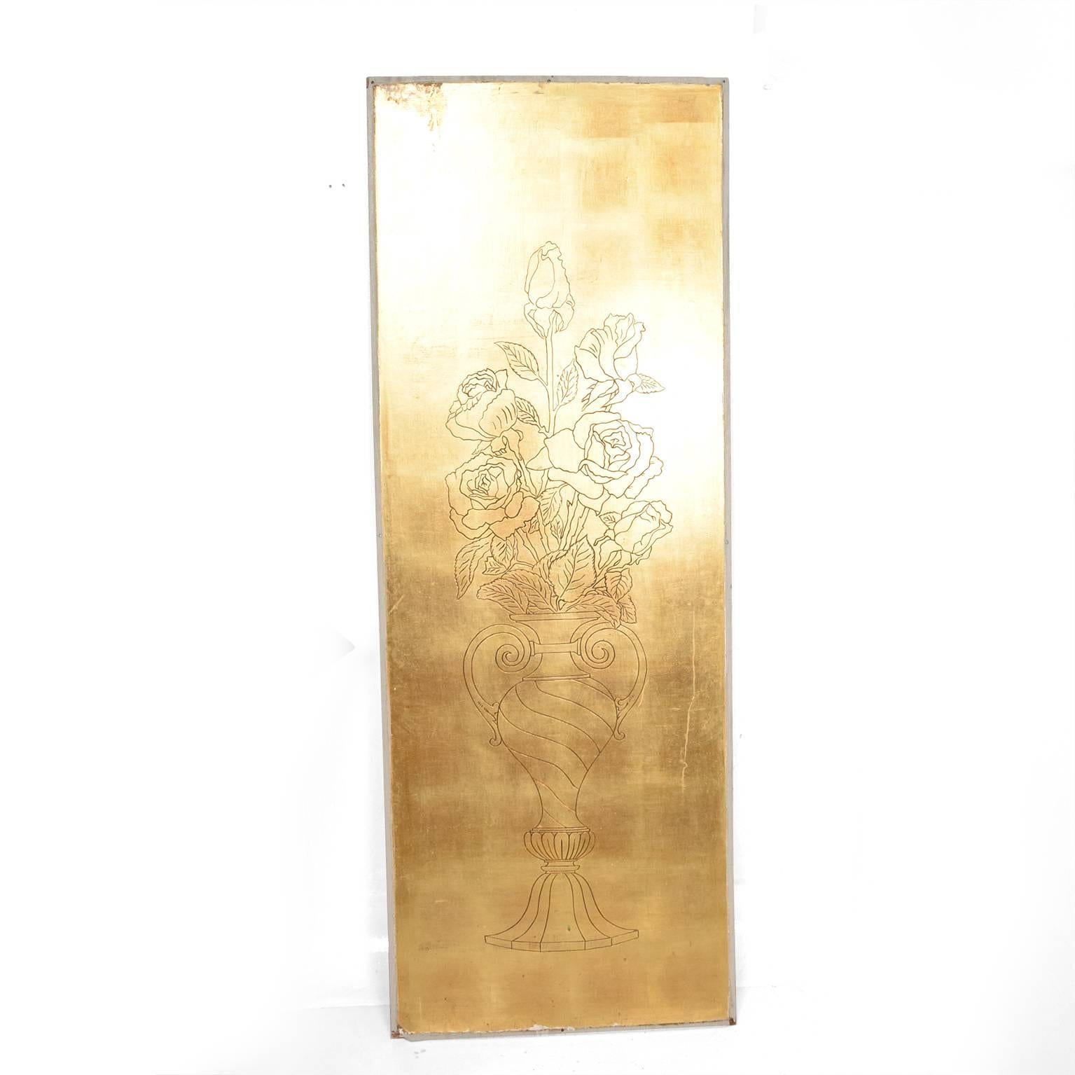 Mexican Modernist Door Panel Gold Leaf Decoration 2