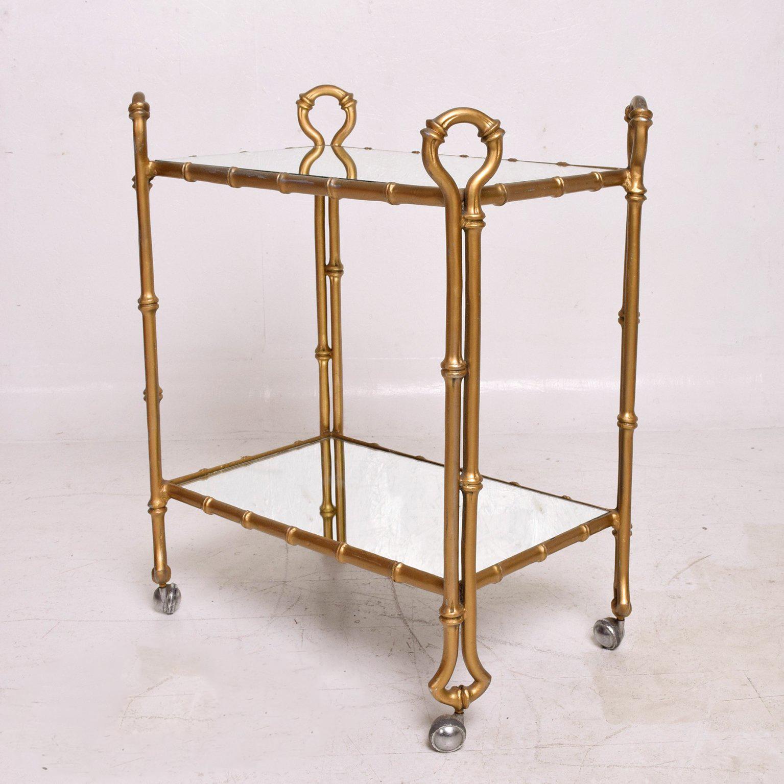 Mirror Mexican Modernist Faux Bamboo Service Cart, Attributed Arturo Pani