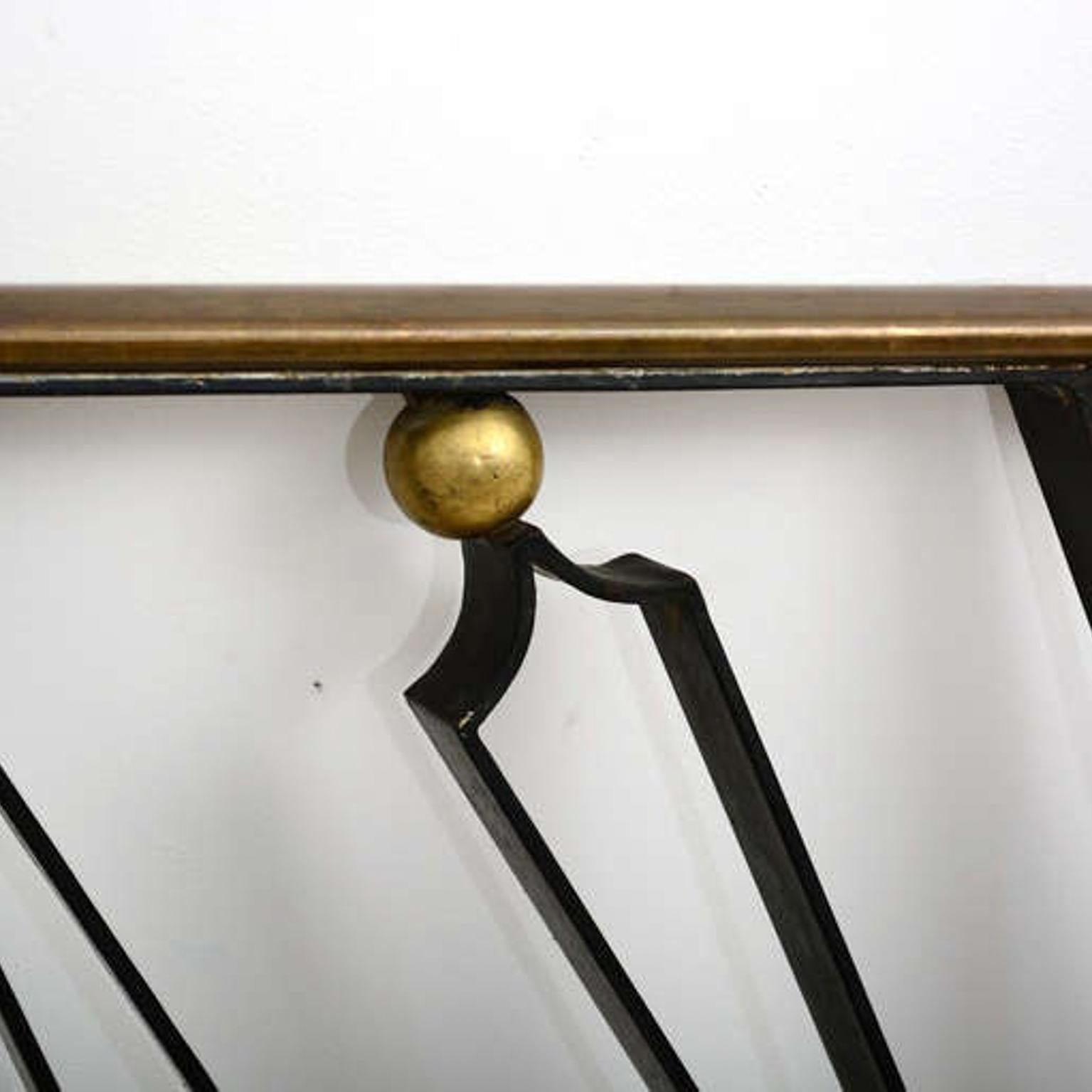 Mid-Century Modern Modernist Staircase SHORT Handrail Gilded Hand Forged Iron by Arturo Pani 1950s