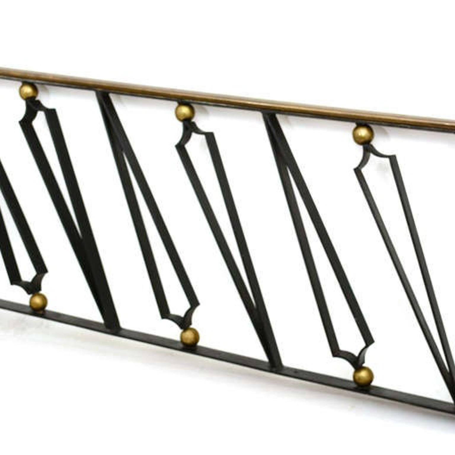 Modernist Staircase SHORT Handrail Gilded Hand Forged Iron by Arturo Pani 1950s In Good Condition In Chula Vista, CA