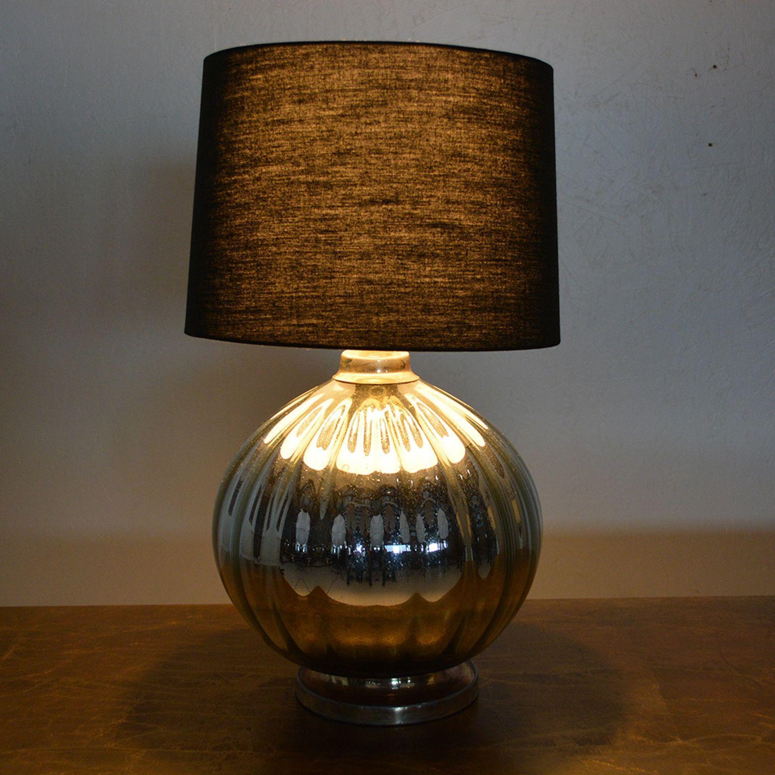 Mid-Century Modern Bulbous Table Lamp Ribbed Mercury Glass 1950s Mexican Modernism Luis Barragan