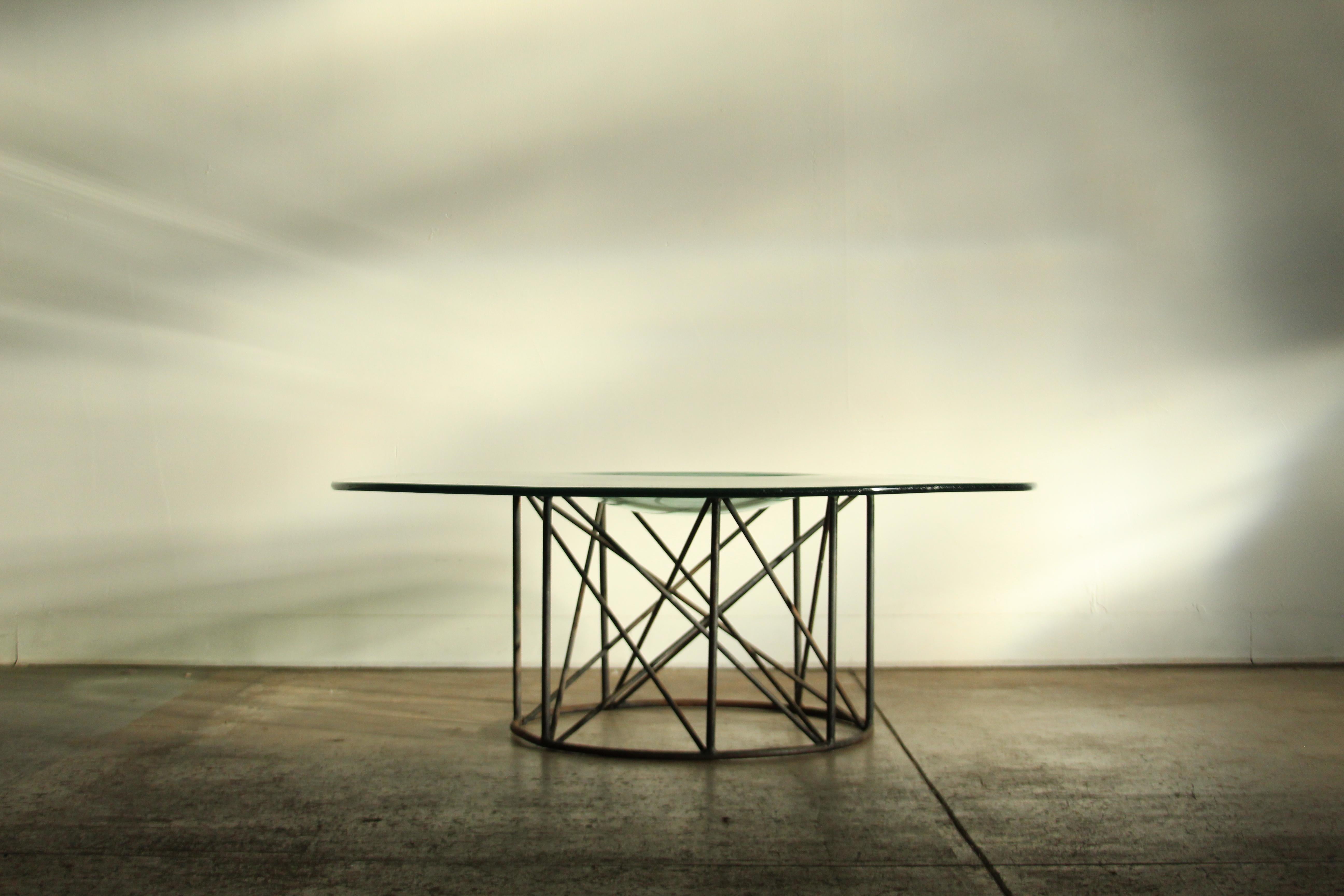 Mexican Modernist Iron and Sculpted Blown Glass Catchall Coffee Table 11