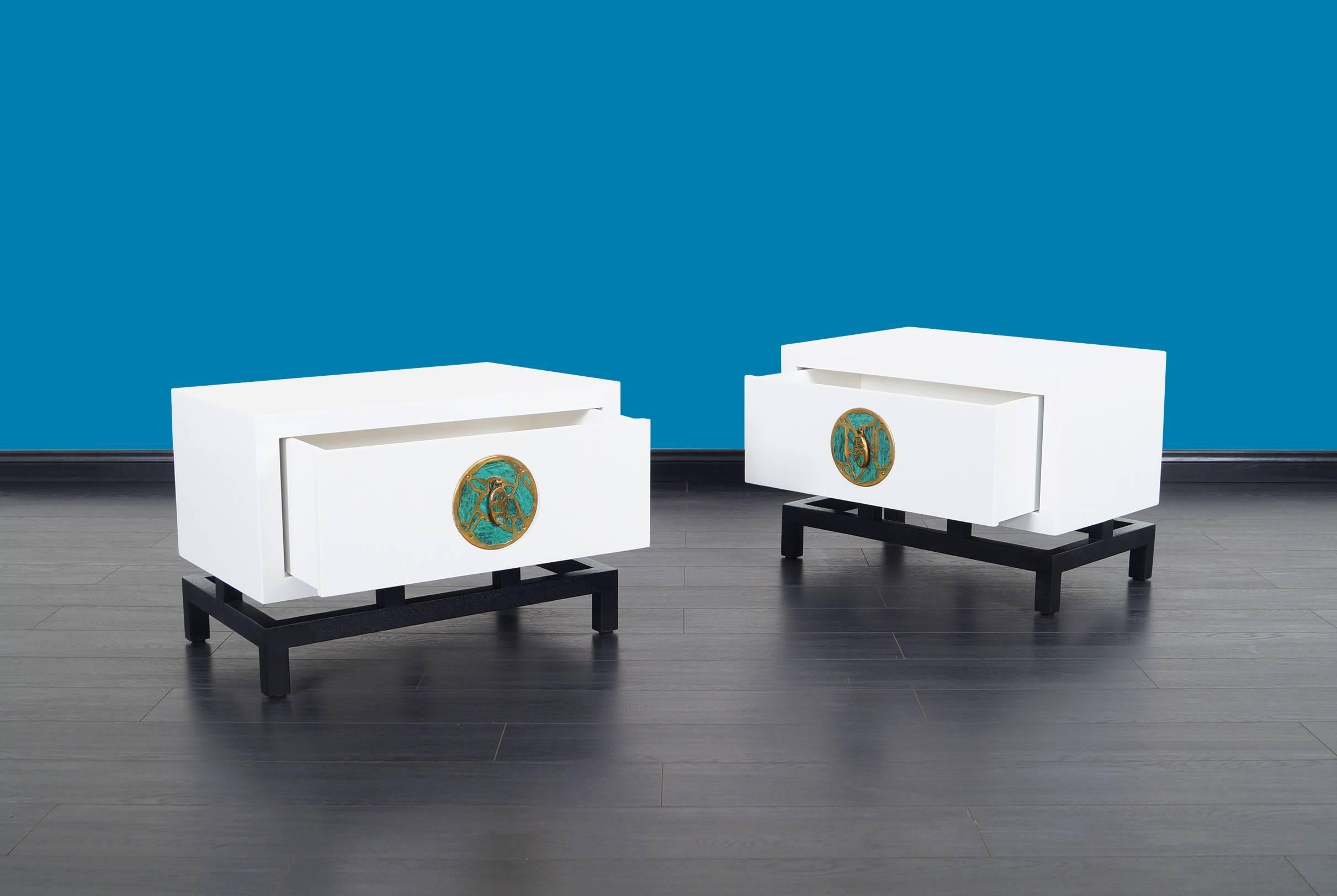 Mid-20th Century Mexican Modernist Lacquered Nightstands by Frank Kyle