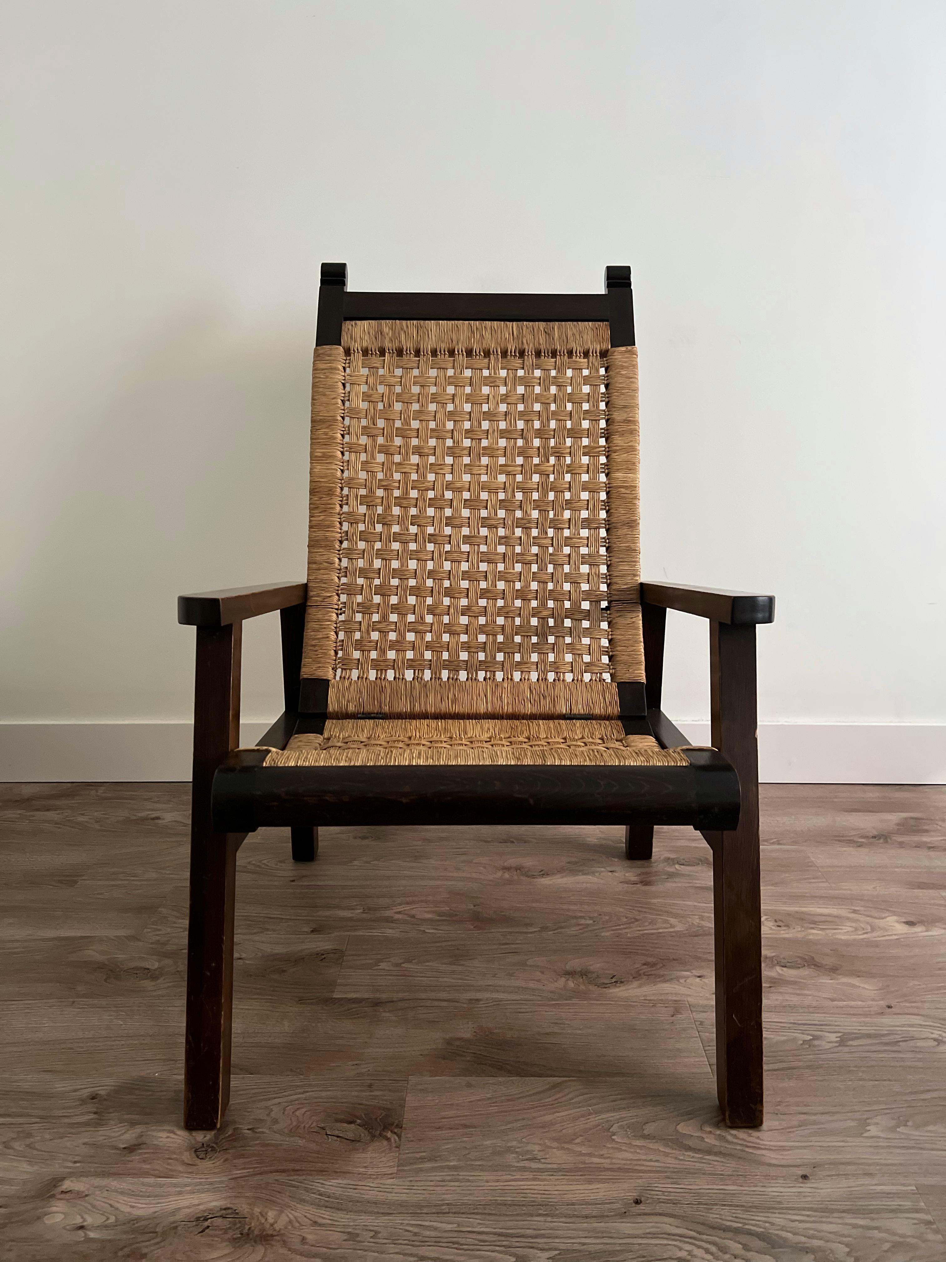 Seagrass Mexican Modernist Lounge Chair