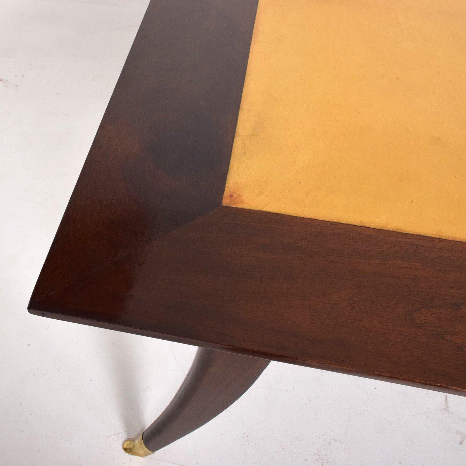 Mid-20th Century Mexican Modernist Mahogany Goatskin Dining Table Arturo Pani Attributed