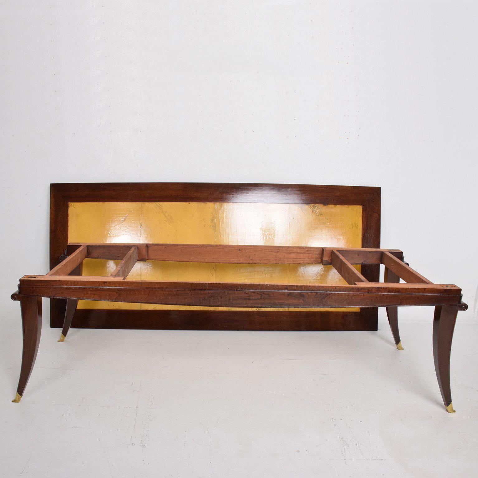 Brass Mexican Modernist Mahogany Goatskin Dining Table Arturo Pani Attributed