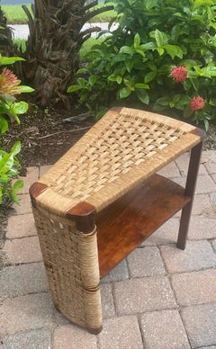 Mexican Modernist Michael Van Beuren Woven Rope Cord Triangular Table