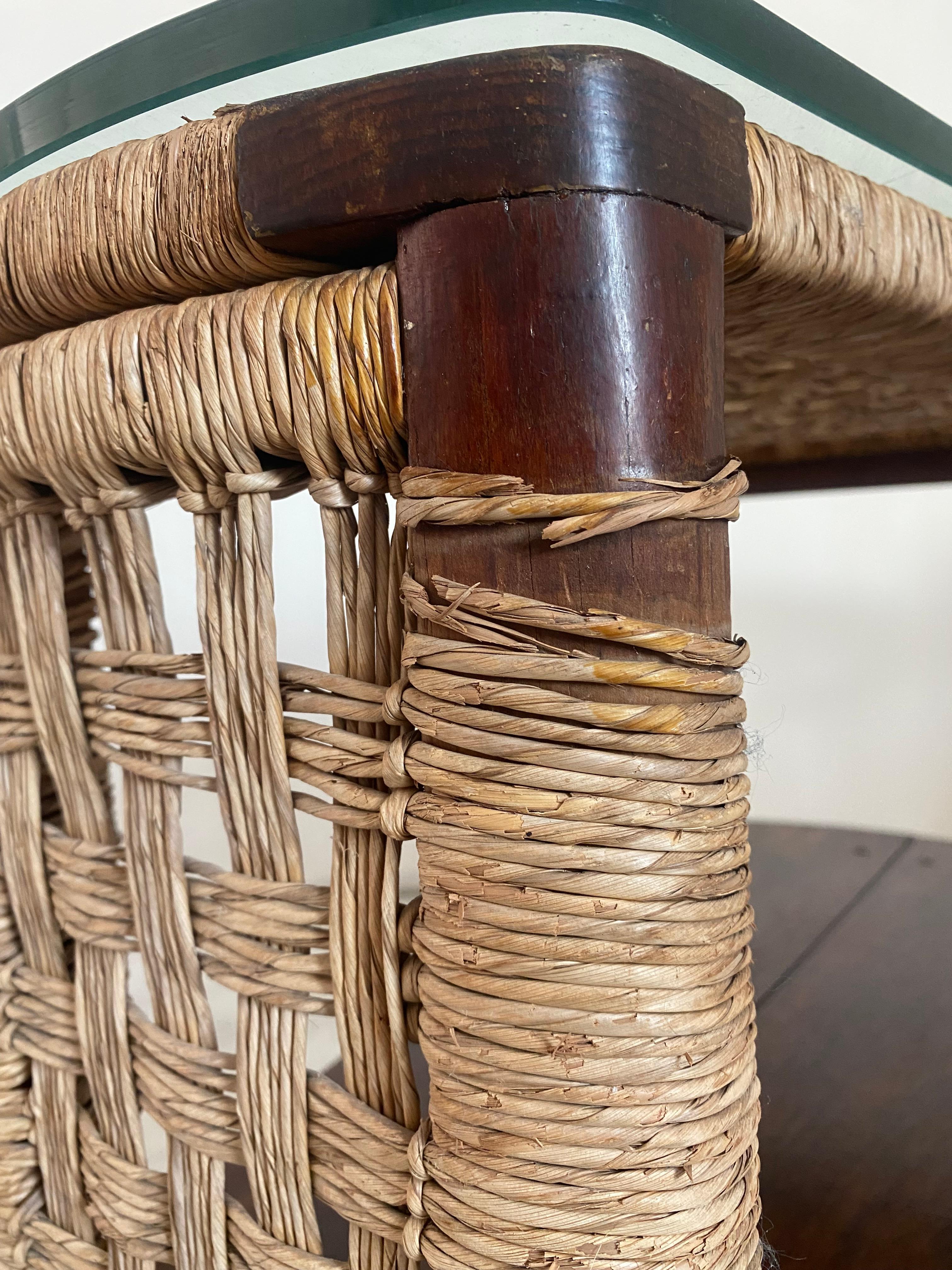 Mexican Modernist Michael Van Beuren Woven Rope Cord Triangular Table For Sale 4