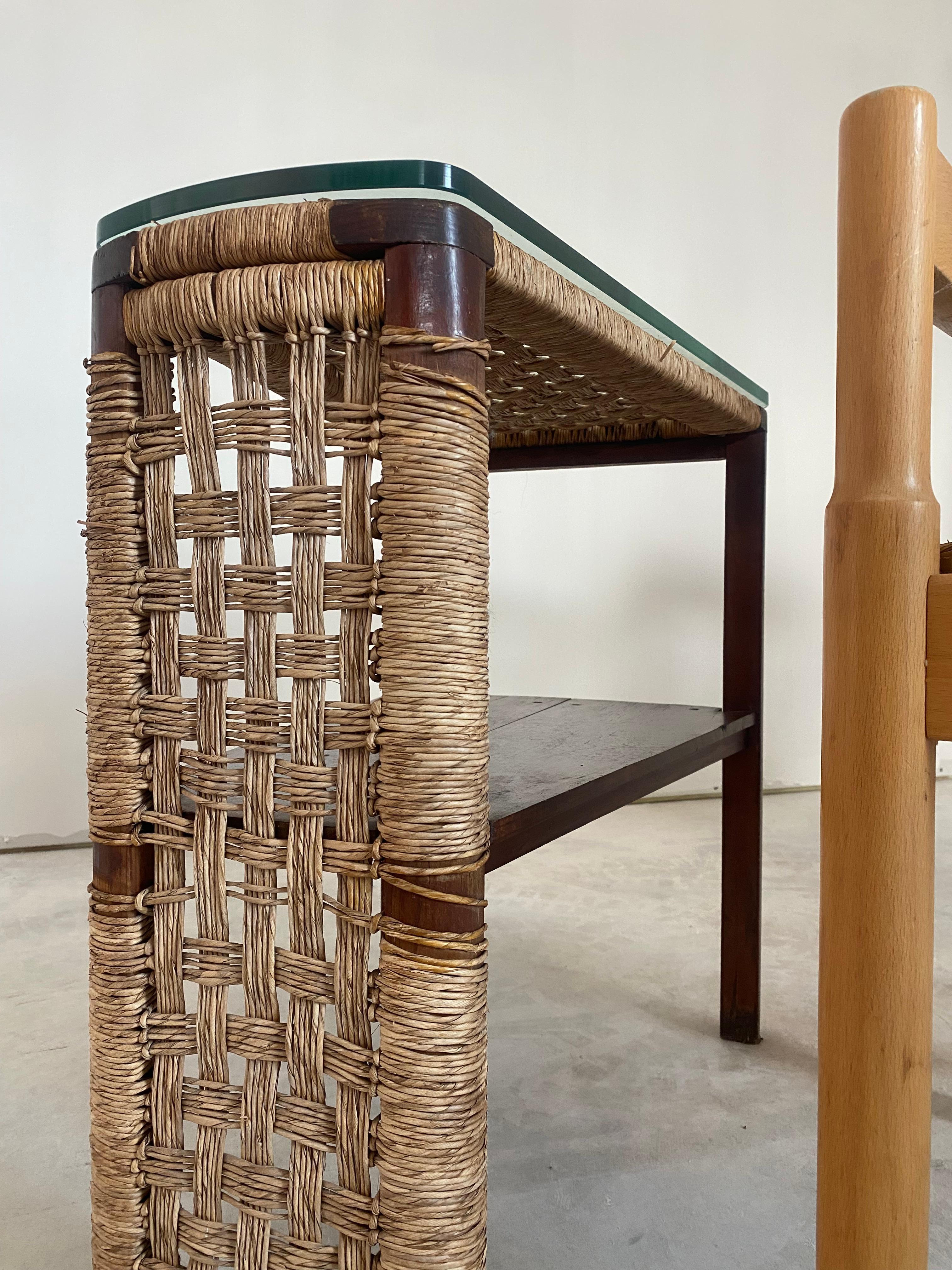 Mexican Modernist Michael Van Beuren Woven Rope Cord Triangular Table For Sale 5