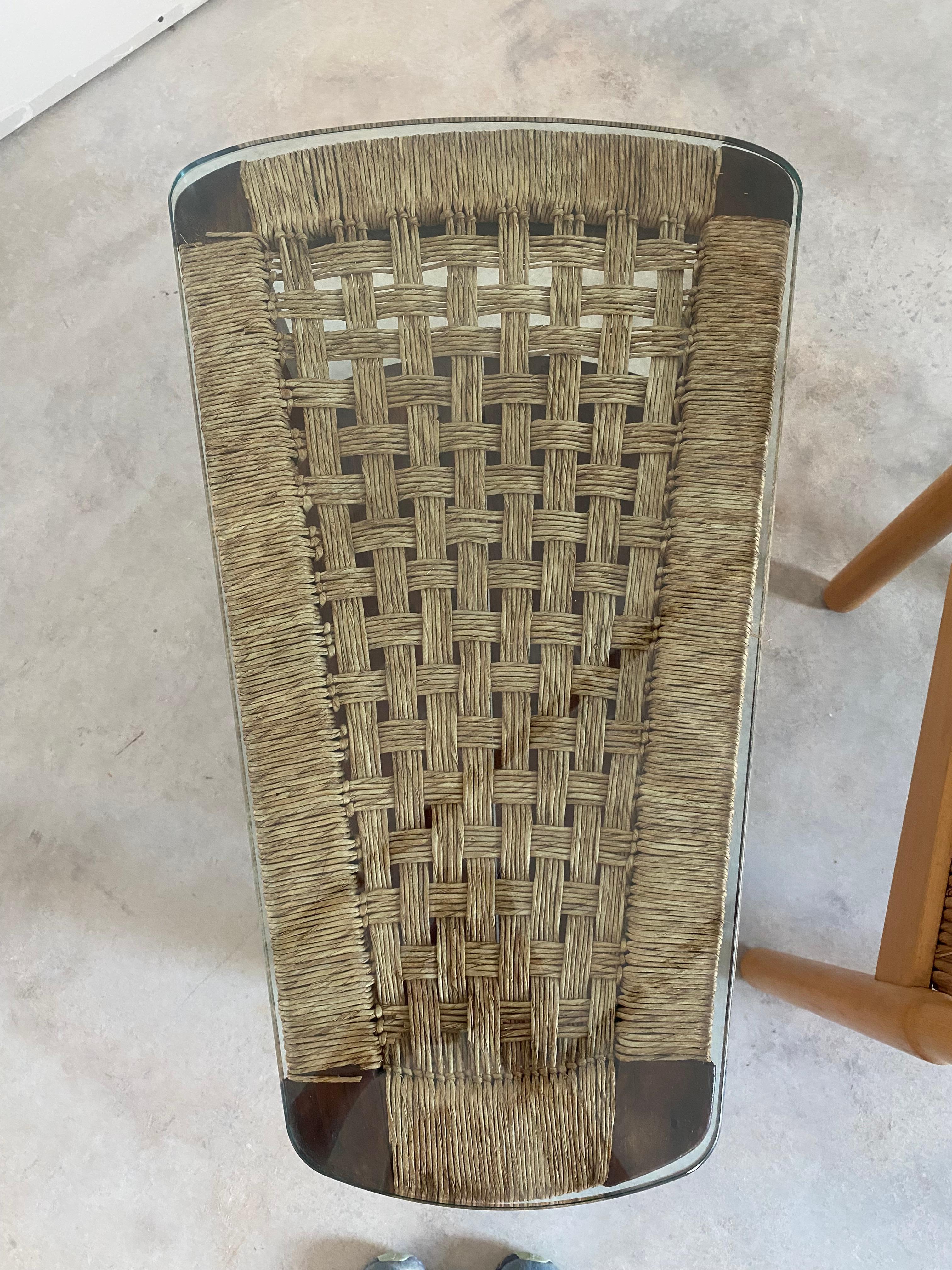 Mexican Modernist Michael Van Beuren Woven Rope Cord Triangular Table For Sale 6