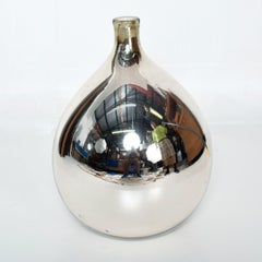 Mexican Modernist Midcentury Large Mercury Glass Bottle in Silver