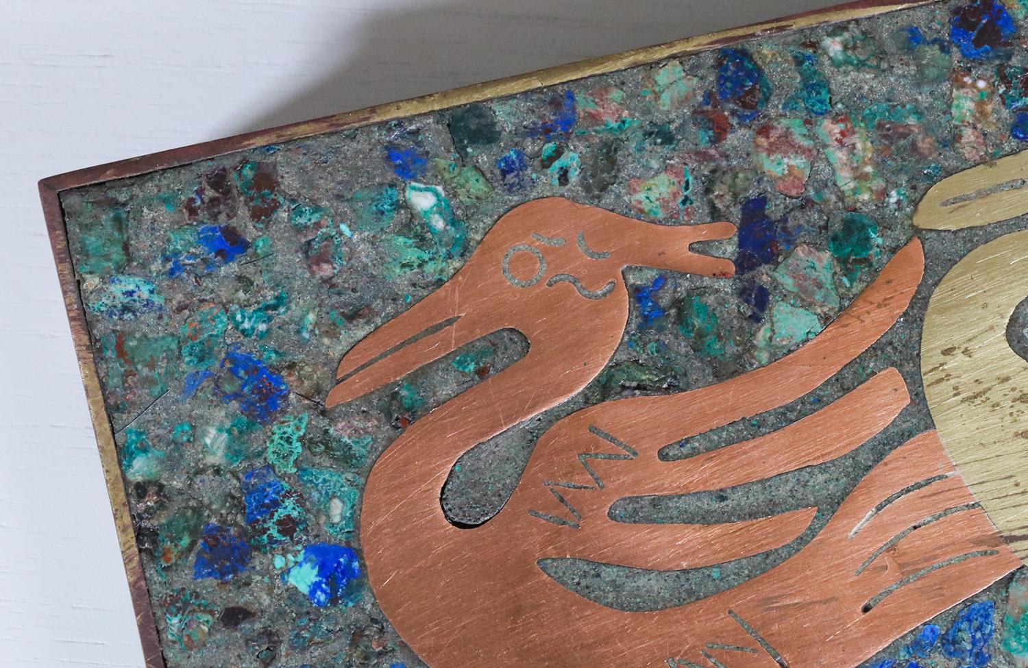 Vassoio modernista messicano in metallo misto di Los Castillo in vendita 3