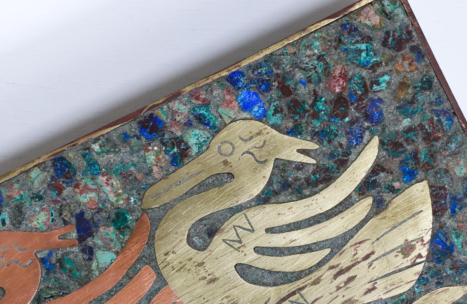 Vassoio modernista messicano in metallo misto di Los Castillo in vendita 4