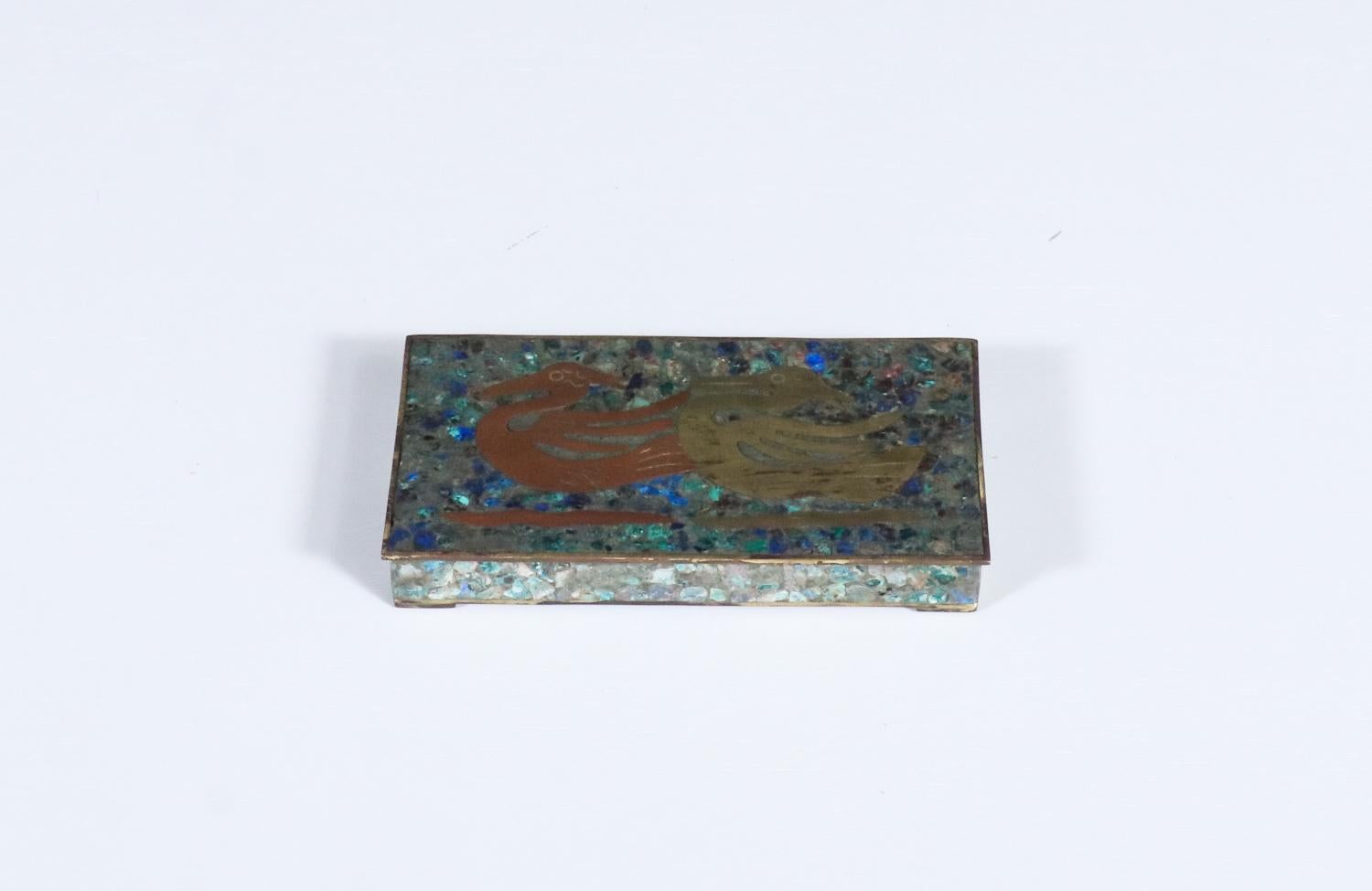 Metà XX secolo Vassoio modernista messicano in metallo misto di Los Castillo in vendita