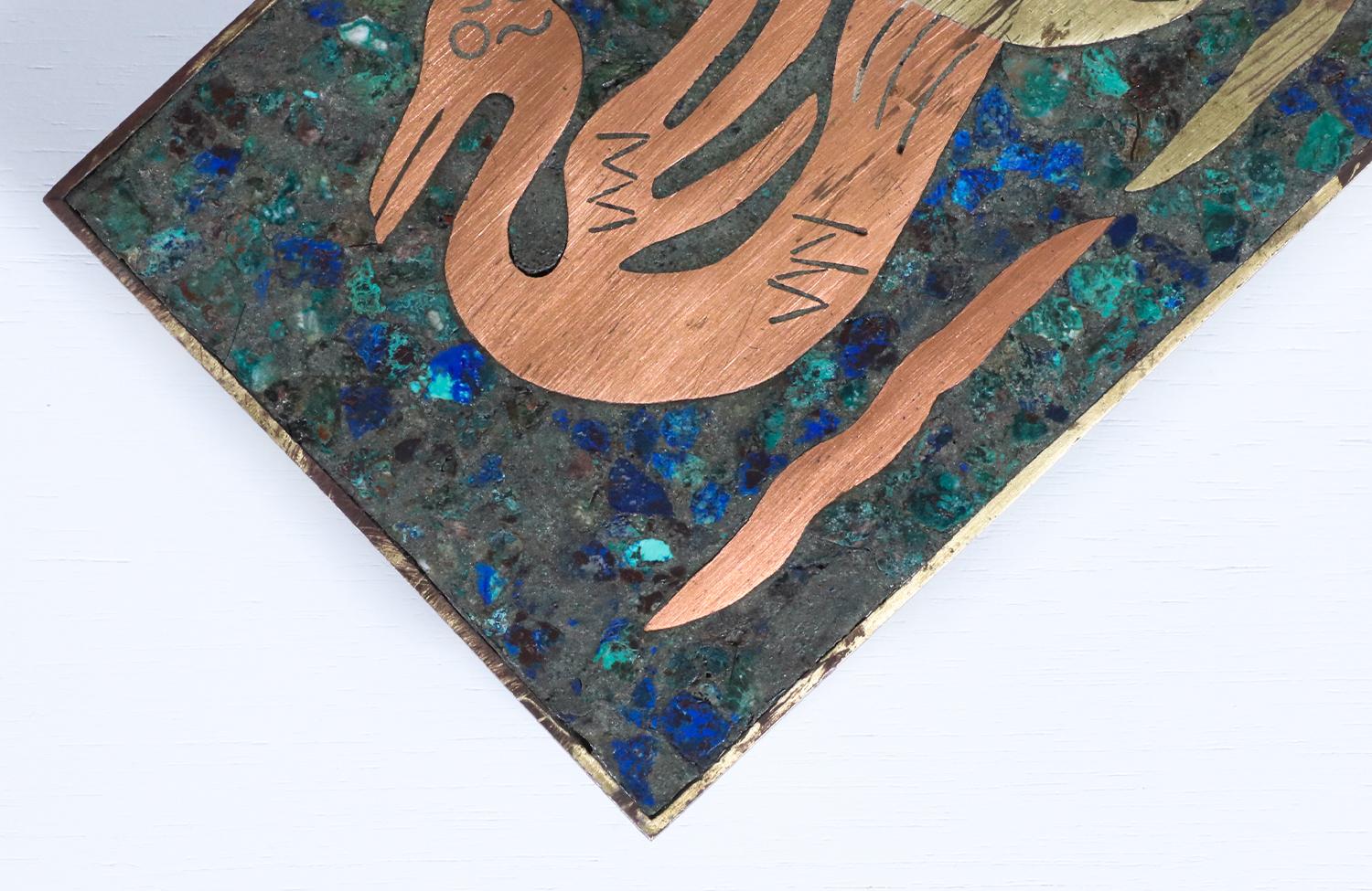 Vassoio modernista messicano in metallo misto di Los Castillo in vendita 2