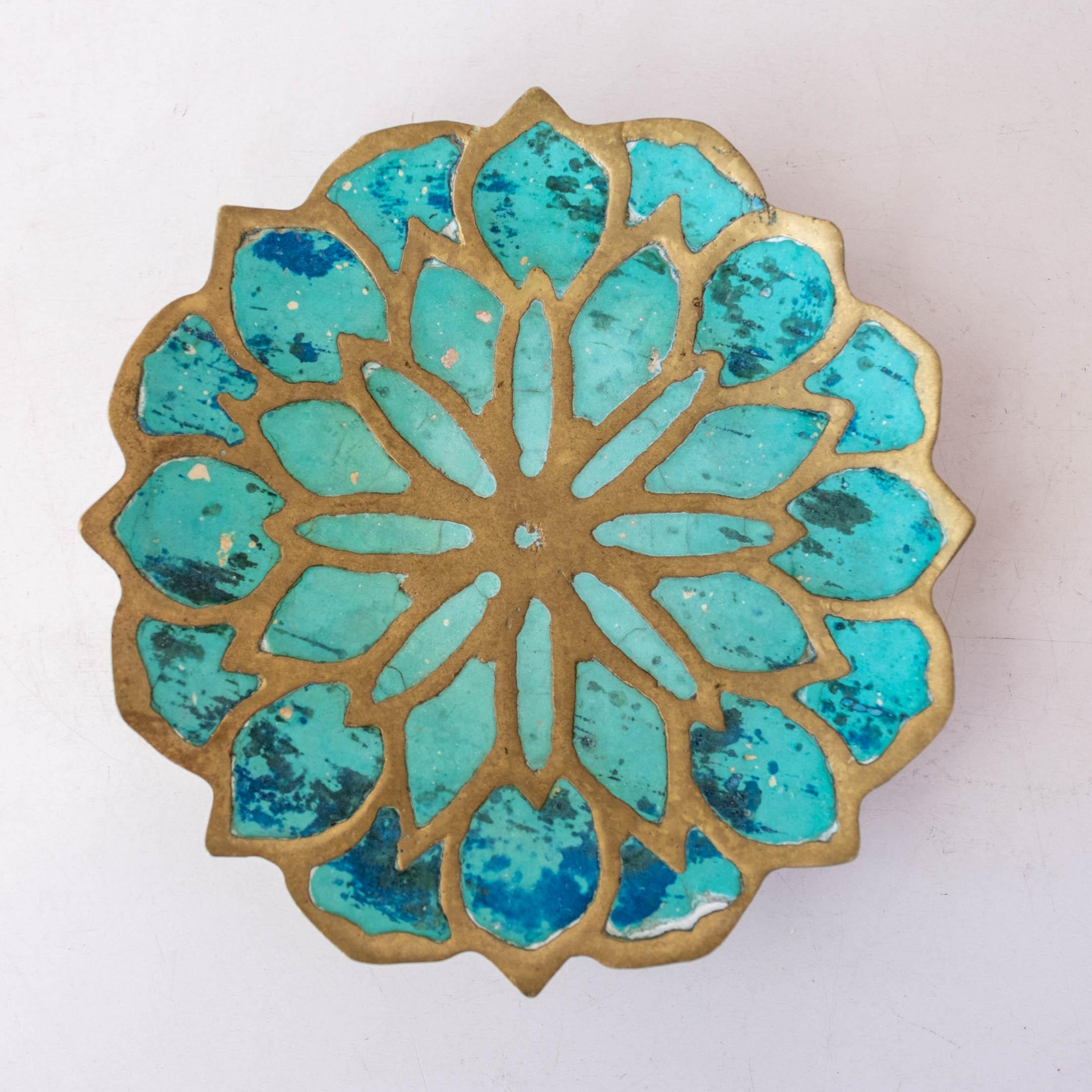 Mexican Modernist Pepe Mendoza brass and malachite hanging piece. Mexico. 1950s