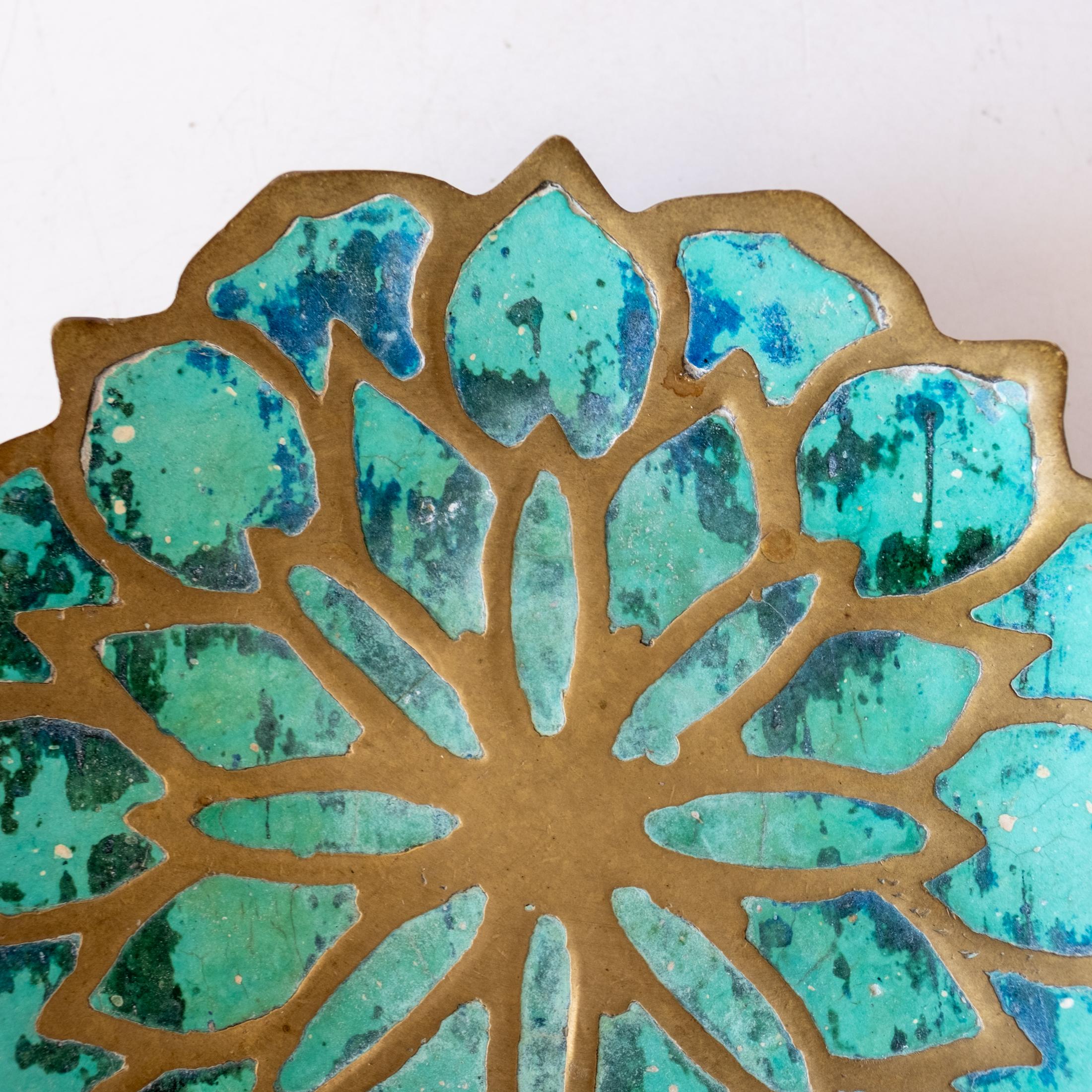 Mid-20th Century Mexican Modernist Pepe Mendoza Brass and Malachite Lotus Bowl, 1950s