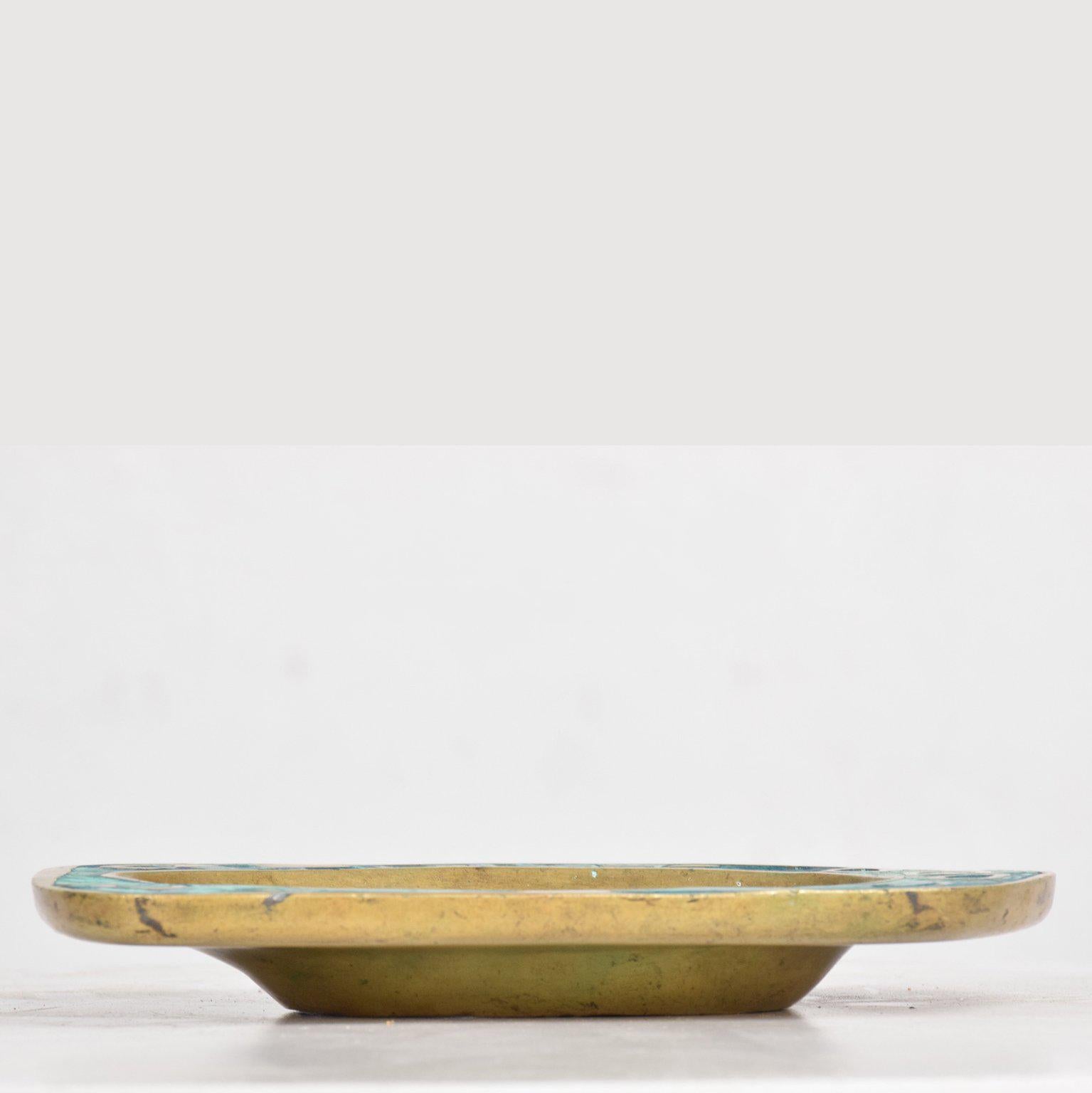 Mexican Modernist Pepe Mendoza Dish Mid-Century Brass Malachite 2