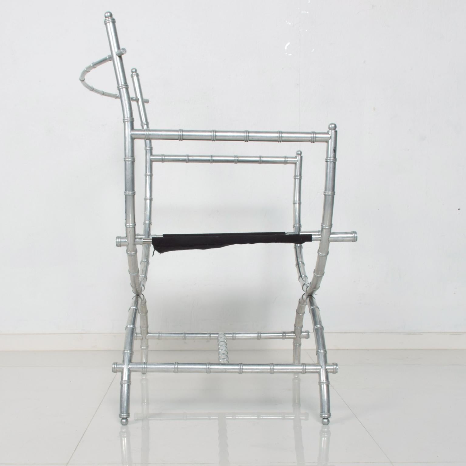 Mid-20th Century 1960s Regency Faux Silver Bamboo Side Chair style Frank Kyle Mexican Modernism