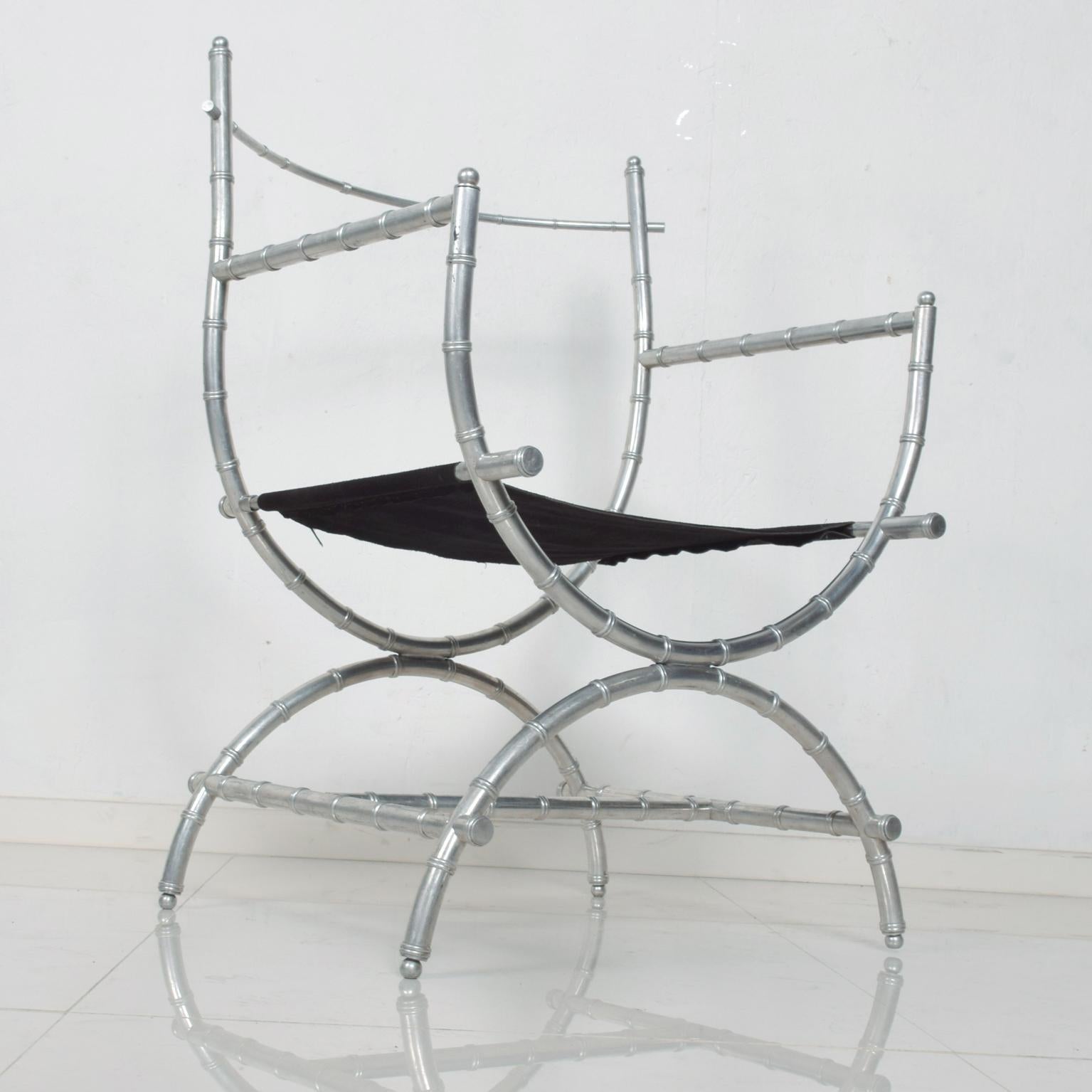 Aluminum 1960s Regency Faux Silver Bamboo Side Chair style Frank Kyle Mexican Modernism