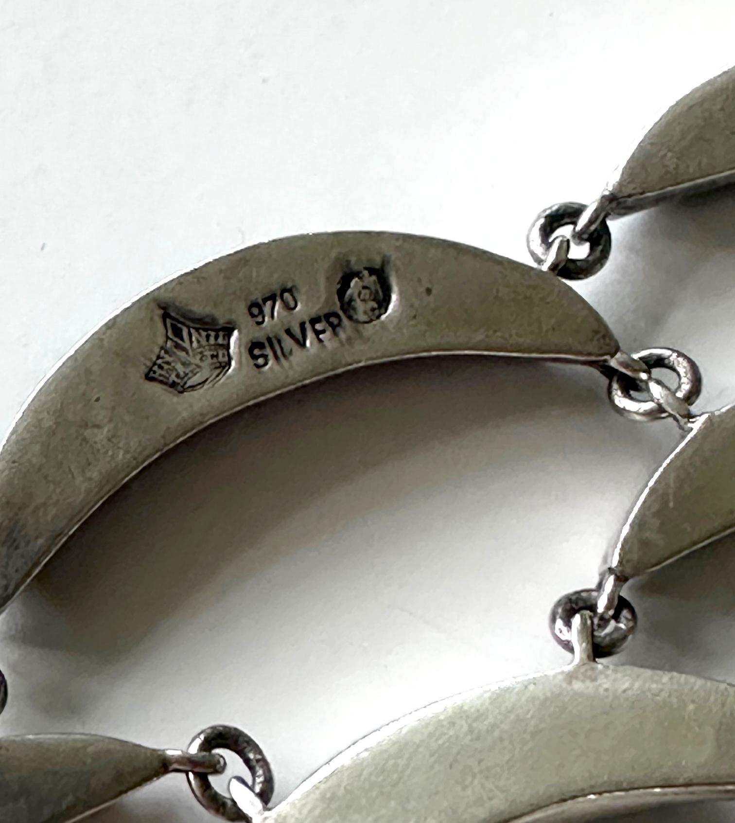 Bijoux mexicains modernistes en argent et obsidienne, quatre pièces, Taxco Antonio Pineda en vente 4