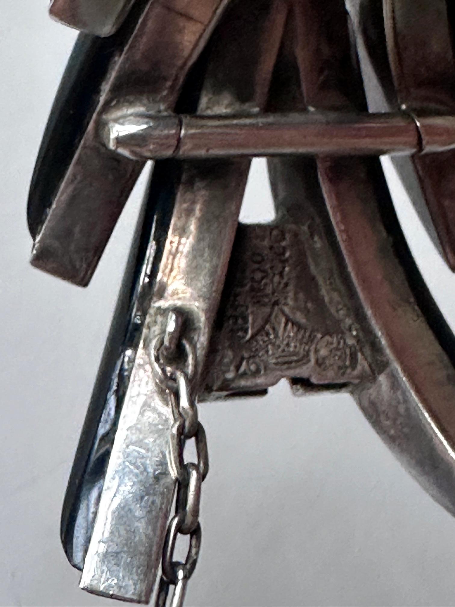 Bijoux mexicains modernistes en argent et obsidienne, quatre pièces, Taxco Antonio Pineda en vente 9