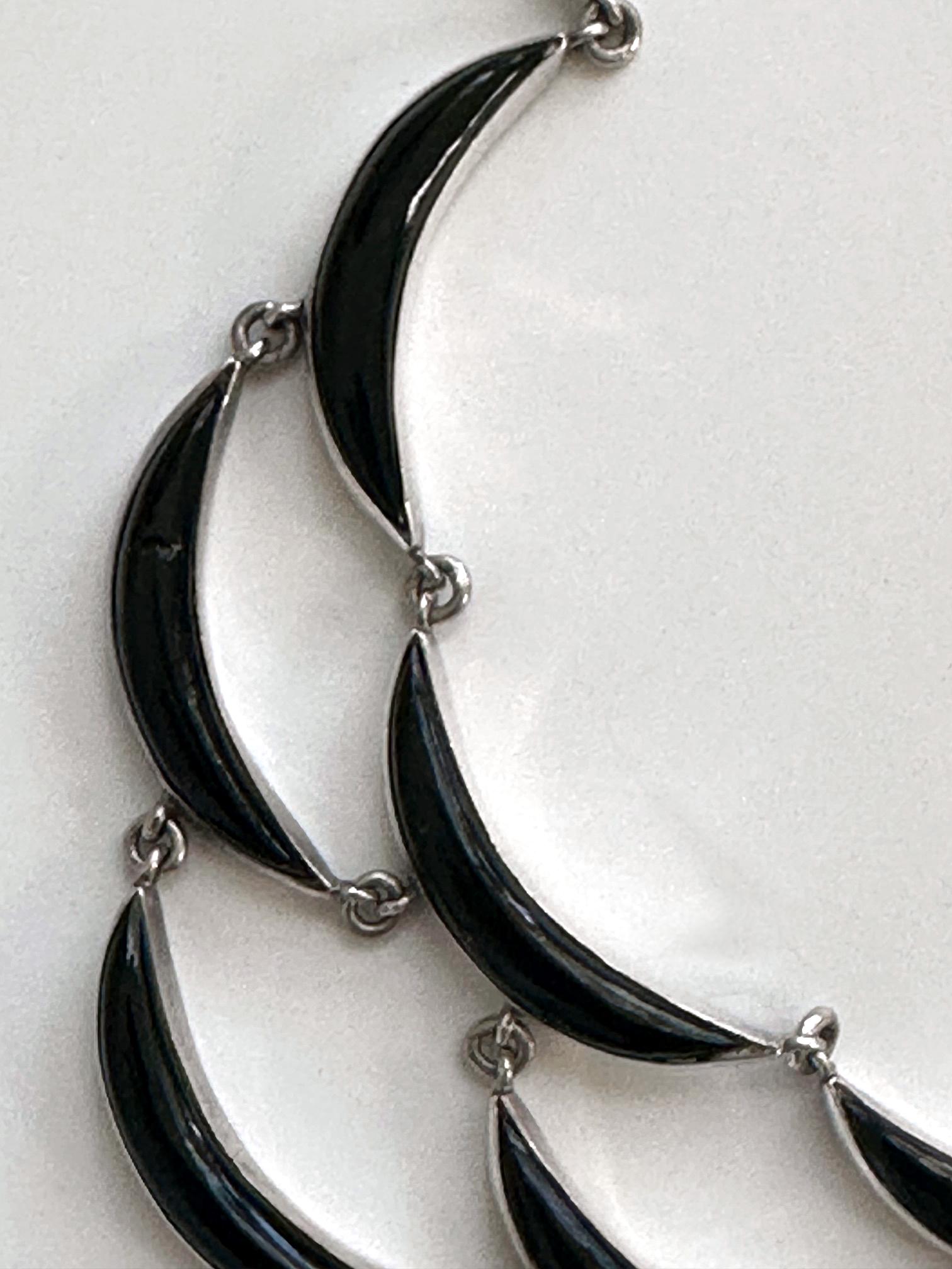Bijoux mexicains modernistes en argent et obsidienne, quatre pièces, Taxco Antonio Pineda en vente 1