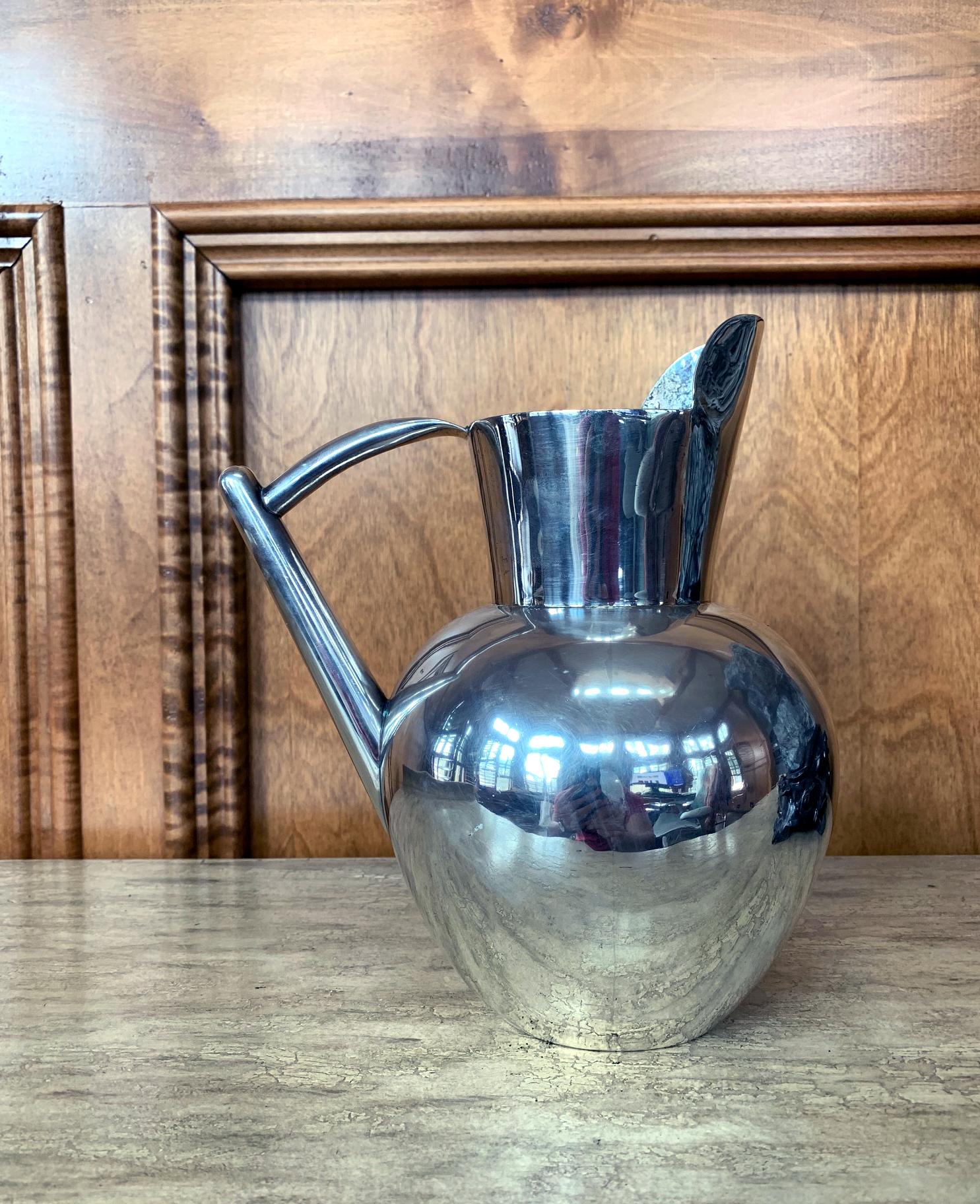 Sterling Silver Mexican Modernist Silver Pitcher by Hector Aguilar For Sale