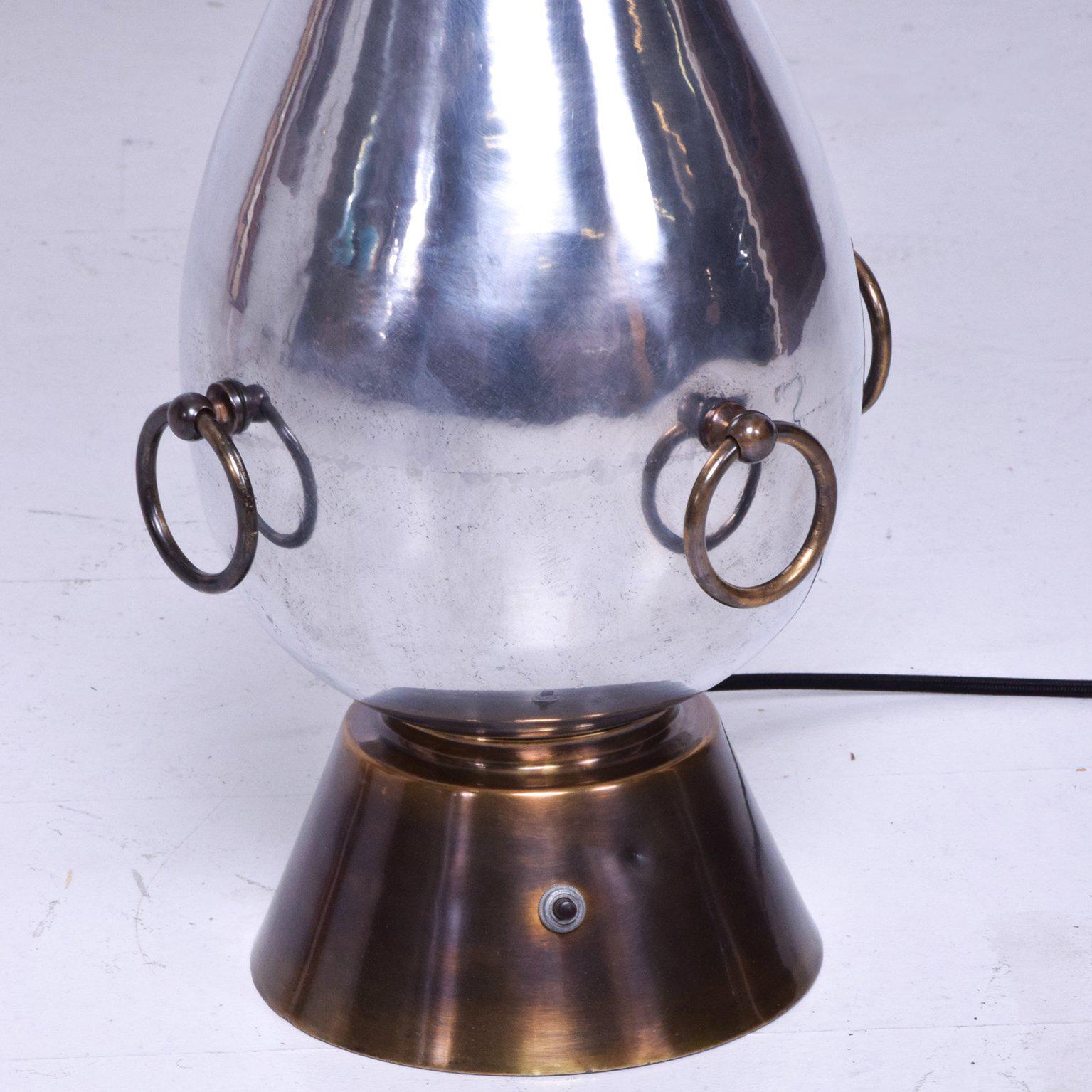 Mid-20th Century Mexican Modernist Table Lamp Aluminium and Brass Attributed Arturo Pani