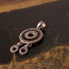 Mexican Modernist Vintage Bvlgari Sterling Silver & Onyx Dangle Pendant Mexico