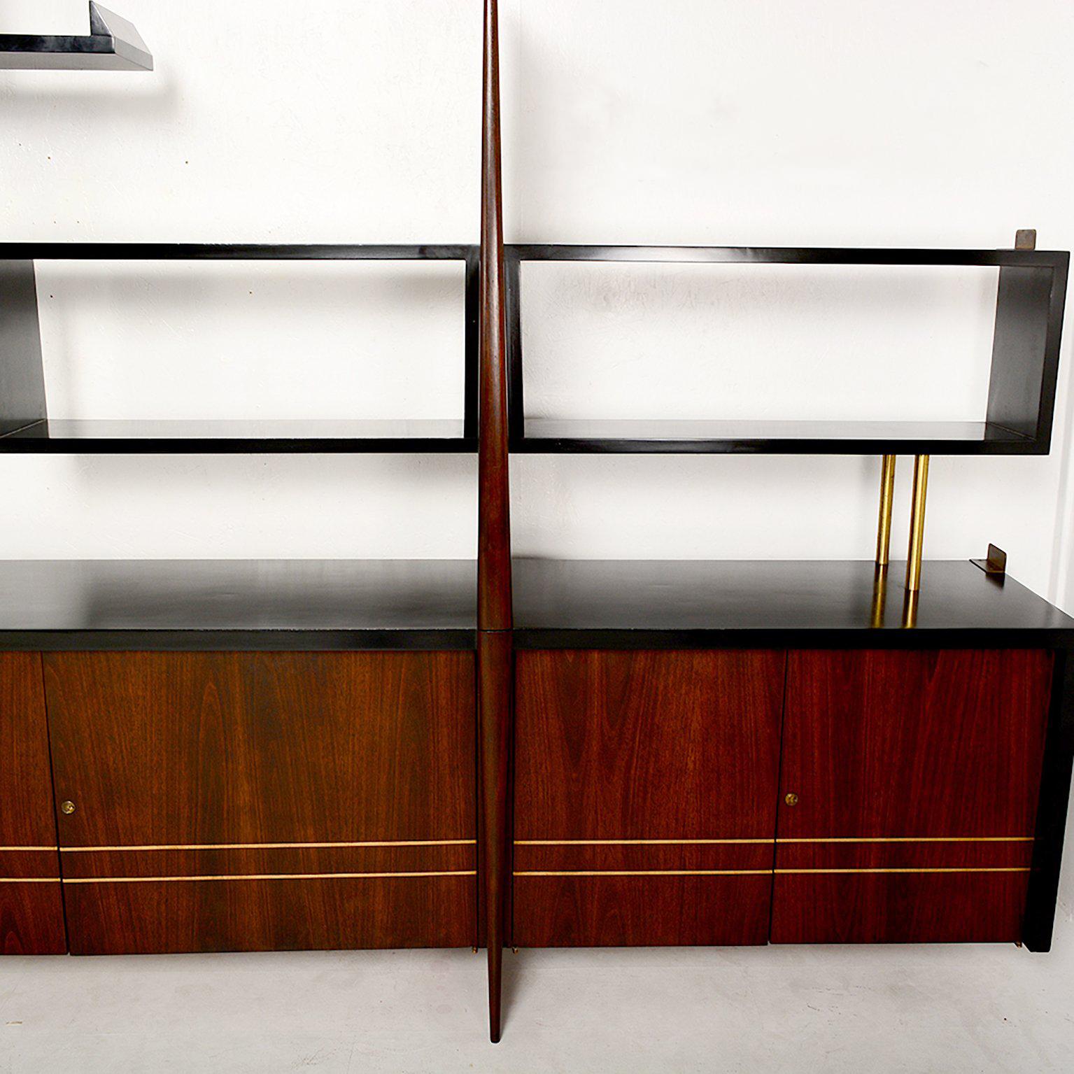 Mid-20th Century Mexican Modernist Wall Unit with Desk, Attributed to Eugenio Escudero