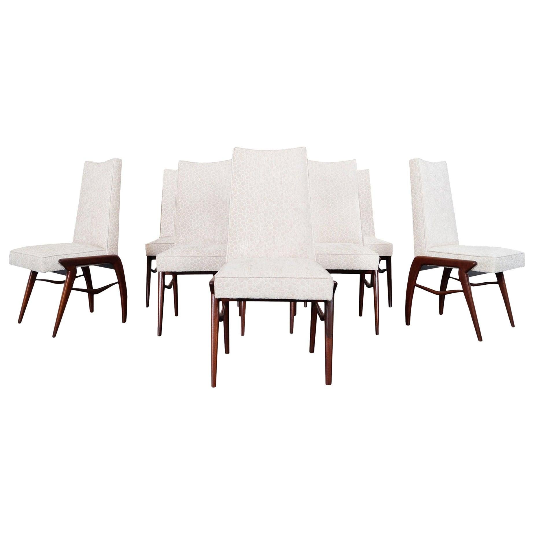 Mexican Modernist Walnut Dining Chairs by Eugenio Escudero