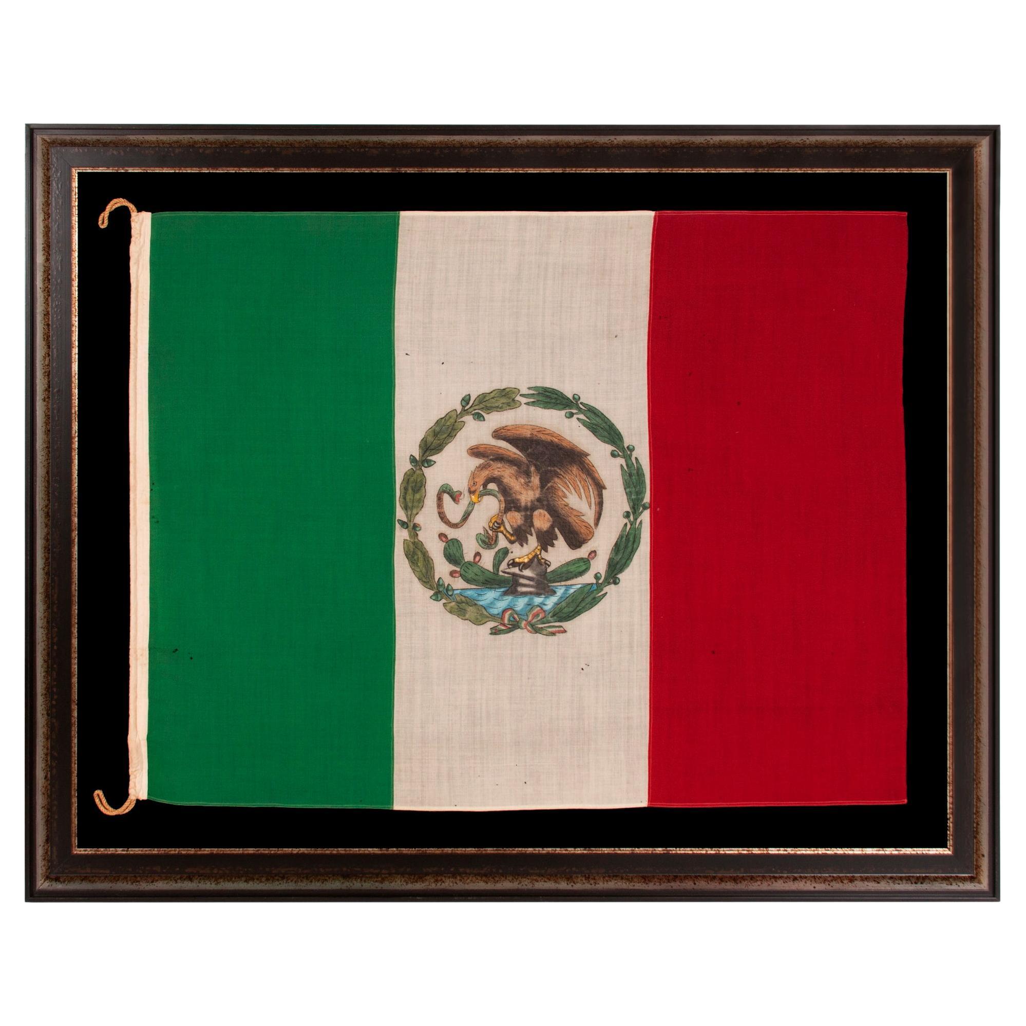 Mexican National Flag, Hand-Panted, ca 1917-1934