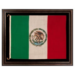 Vintage Mexican National Flag, Hand-Panted, ca 1917-1934