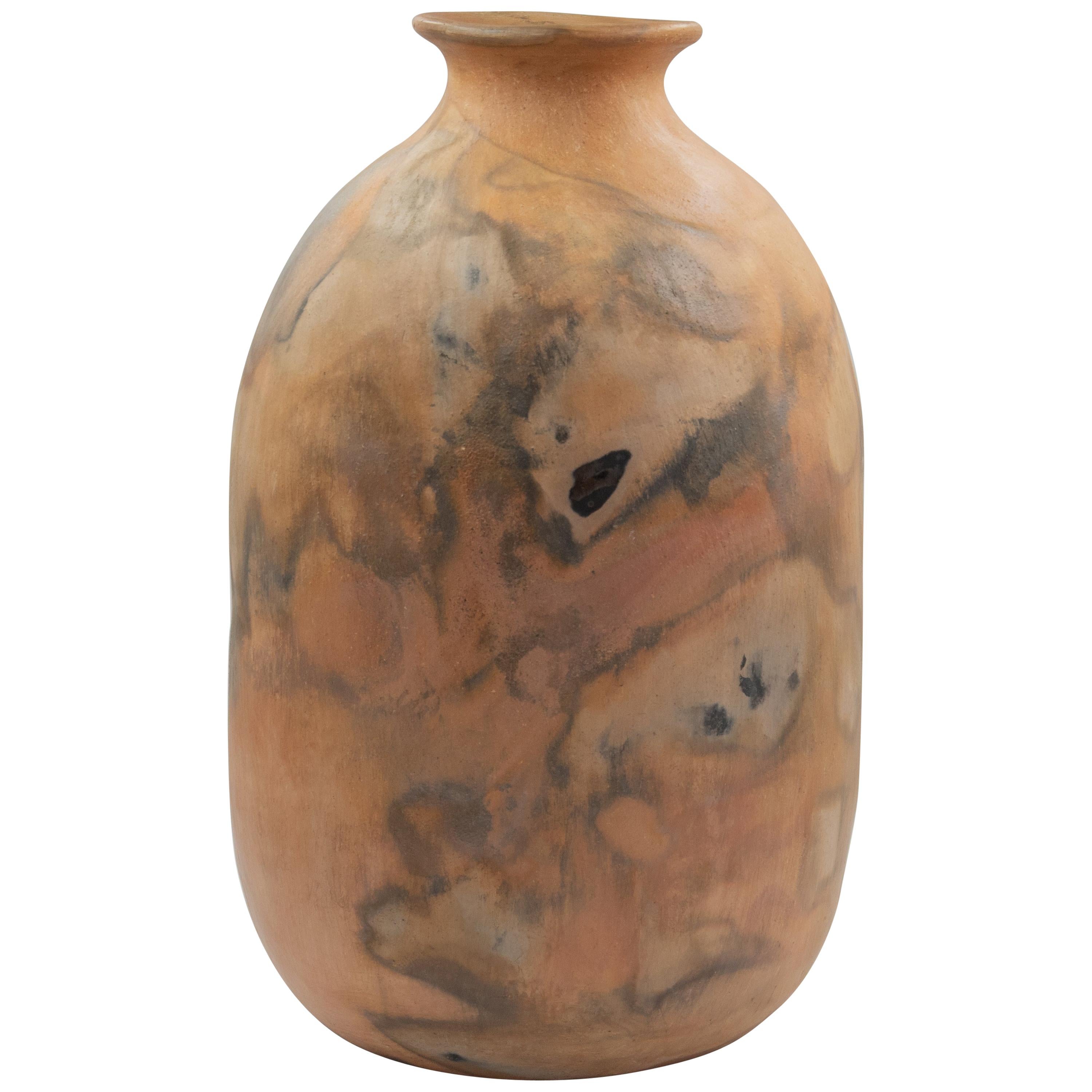 Mexican Natural Clay Folk Art Handmade Ceramic Vase Terracota